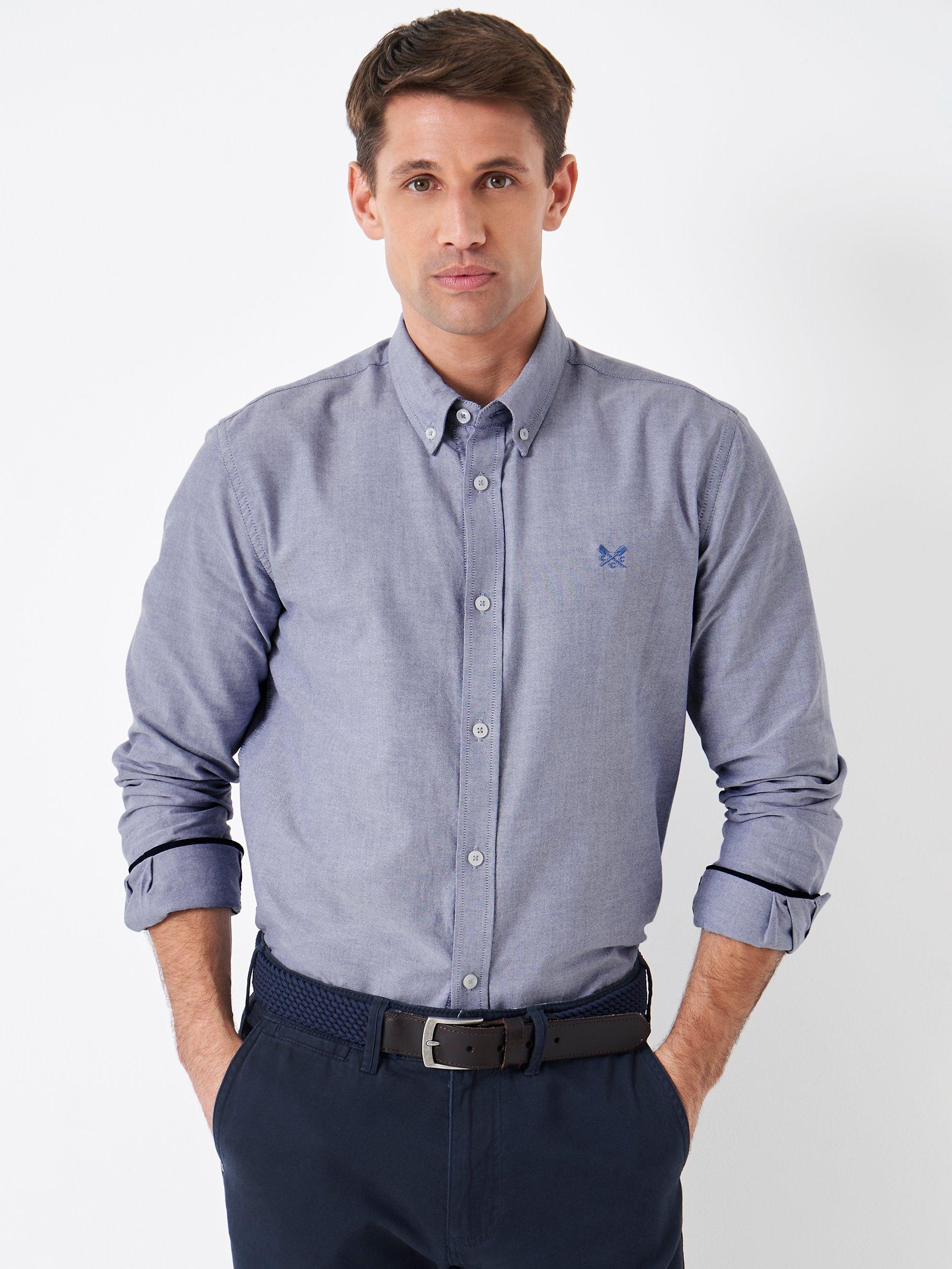 Crew Clothing Long Sleeve Slim Oxford Shirt, Midnight Blue