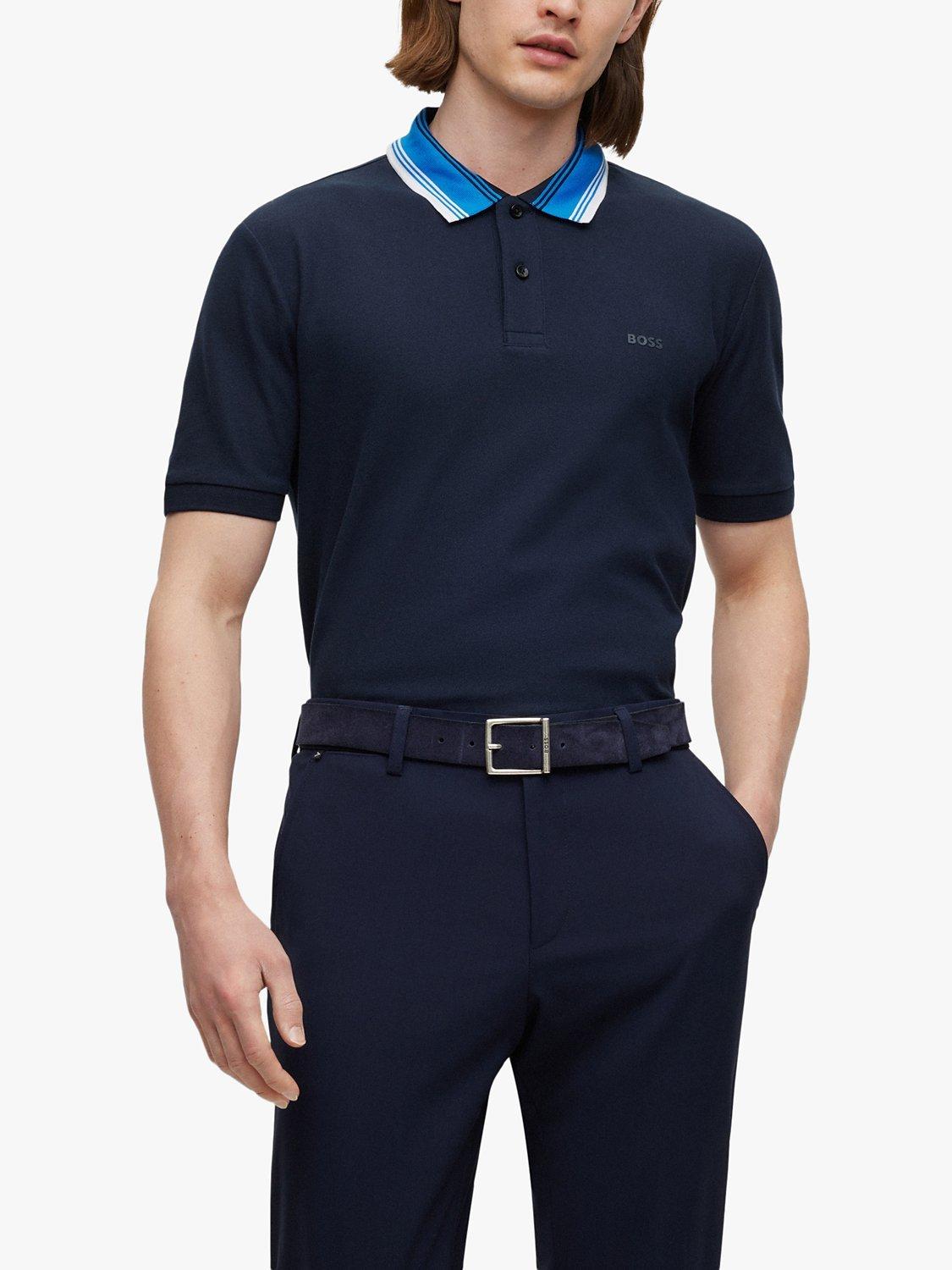 BOSS Phillipson 118 Short Sleeve Polo Shirt, Dark Blue