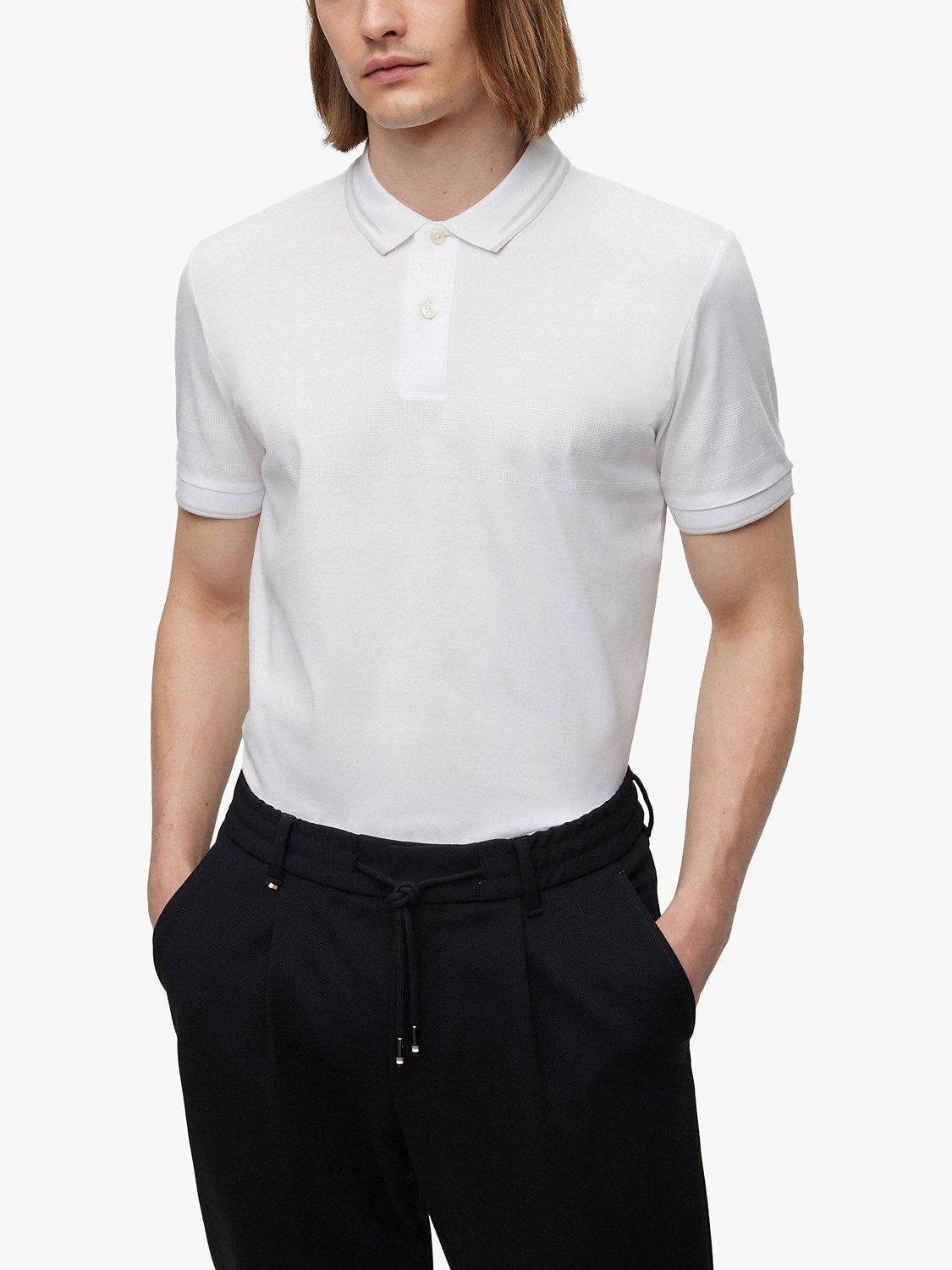 HUGO BOSS Jacquard Polo Top, White