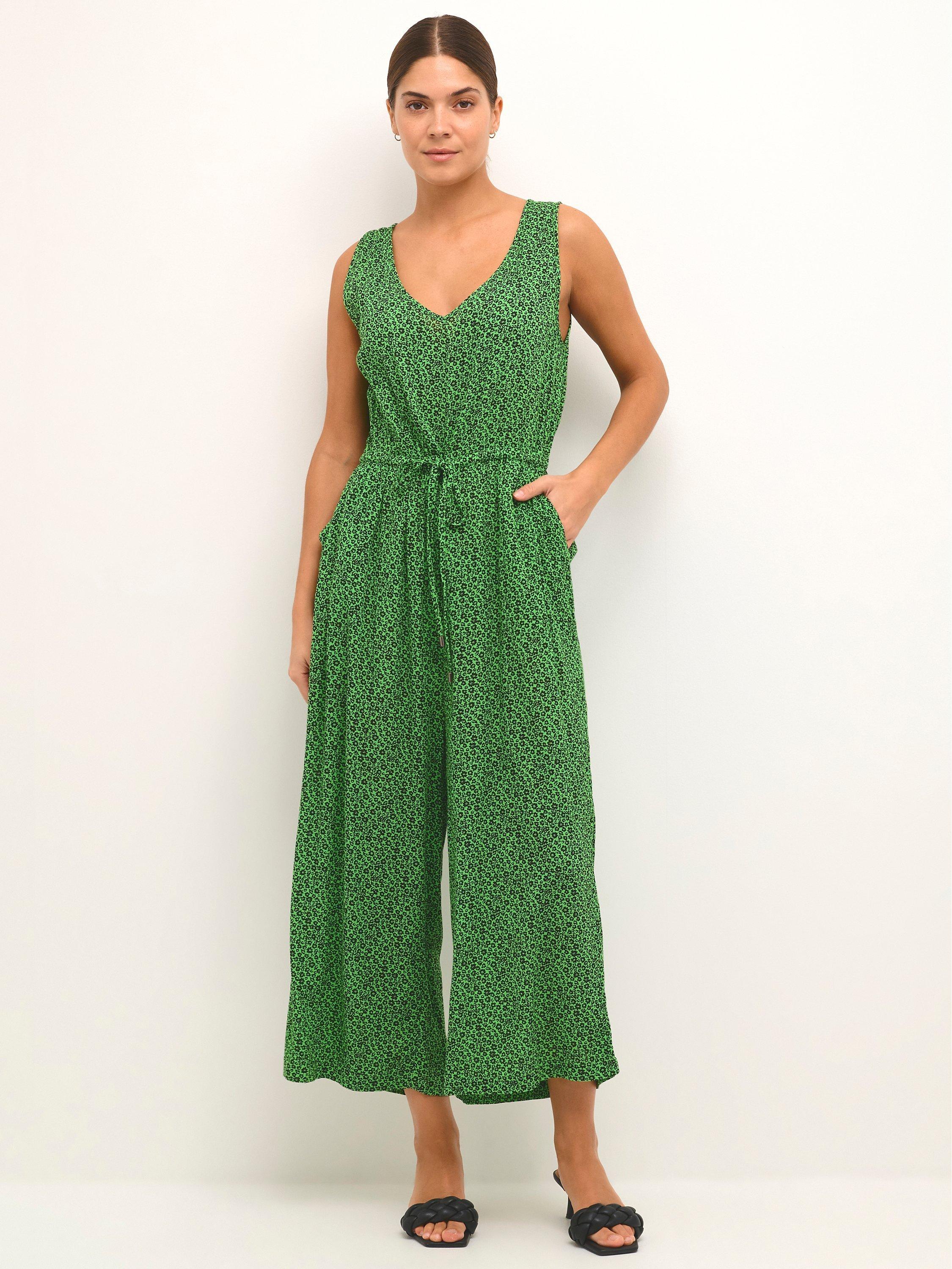 KAFFE Isolde Ditsy Floral Sleeveless Jumpsuit, Poison Green