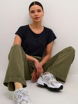 KAFFE Naya Plain Wide Leg Trousers, Grape Leaf