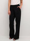 KAFFE Naya Plain Wide Leg Trousers, Black Deep