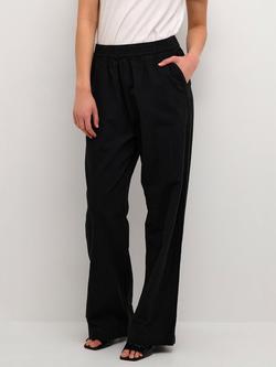 KAFFE Naya Plain Wide Leg Trousers, Black Deep