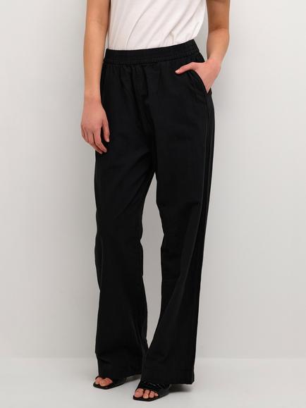 KAFFE Naya Plain Wide Leg Trousers, Black Deep