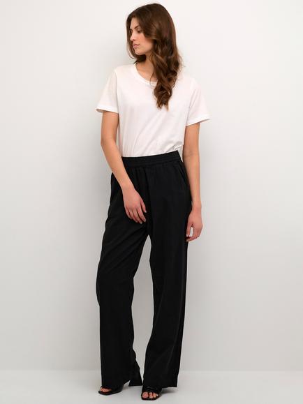 KAFFE Naya Plain Wide Leg Trousers - view 2, Black Deep