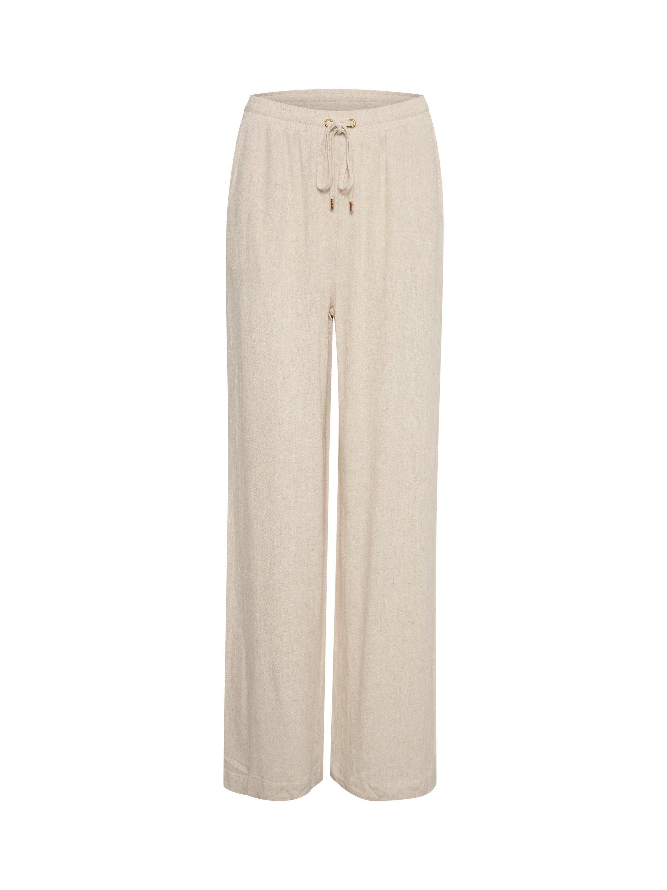 Product image 4 of 5, which shows KAFFE Liny Wide Linen Blend Trousers, Light Sand, 8