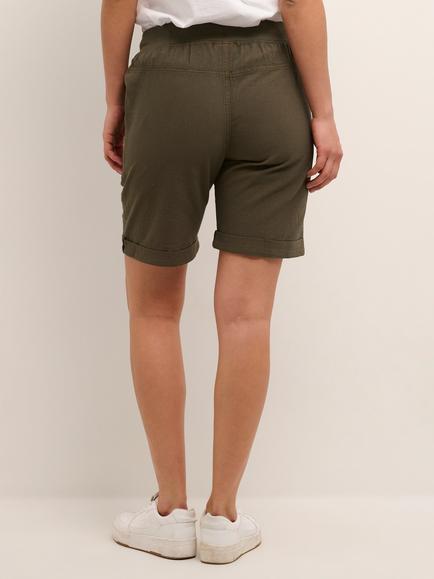 KAFFE Naya Elasticated Shorts, Khaki - view 2, Grape Leaf