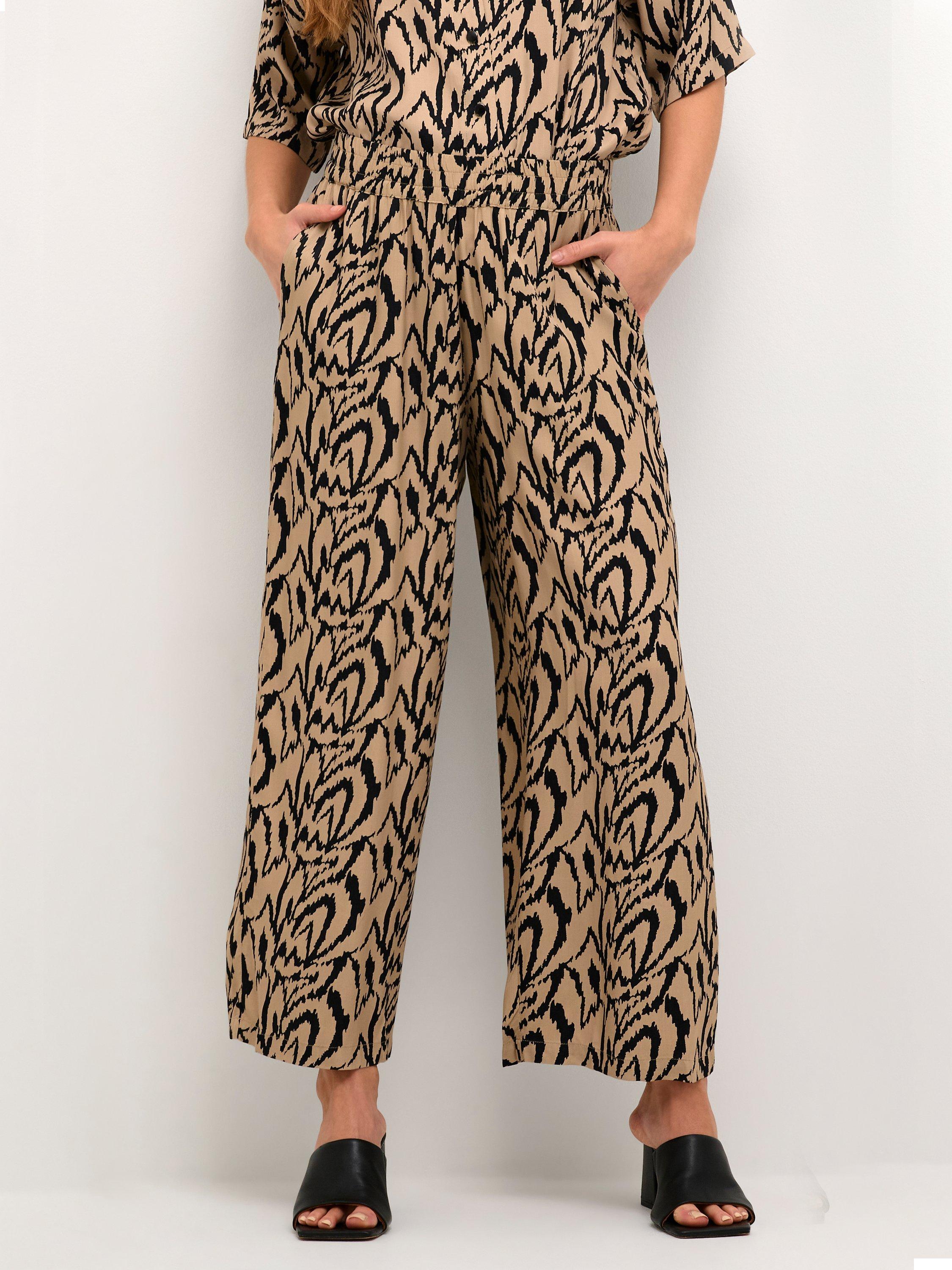 Kaffe Criti Abstract Print Trousers, Sand/Black