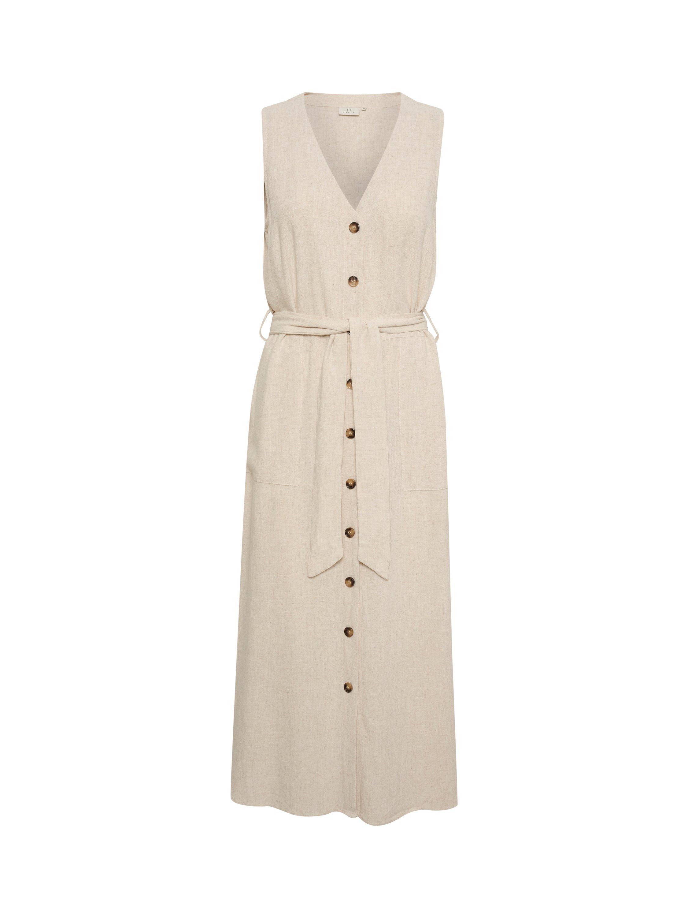 KAFFE Liny Linen Blend Belted Shirt Dress, Light Sand, 8