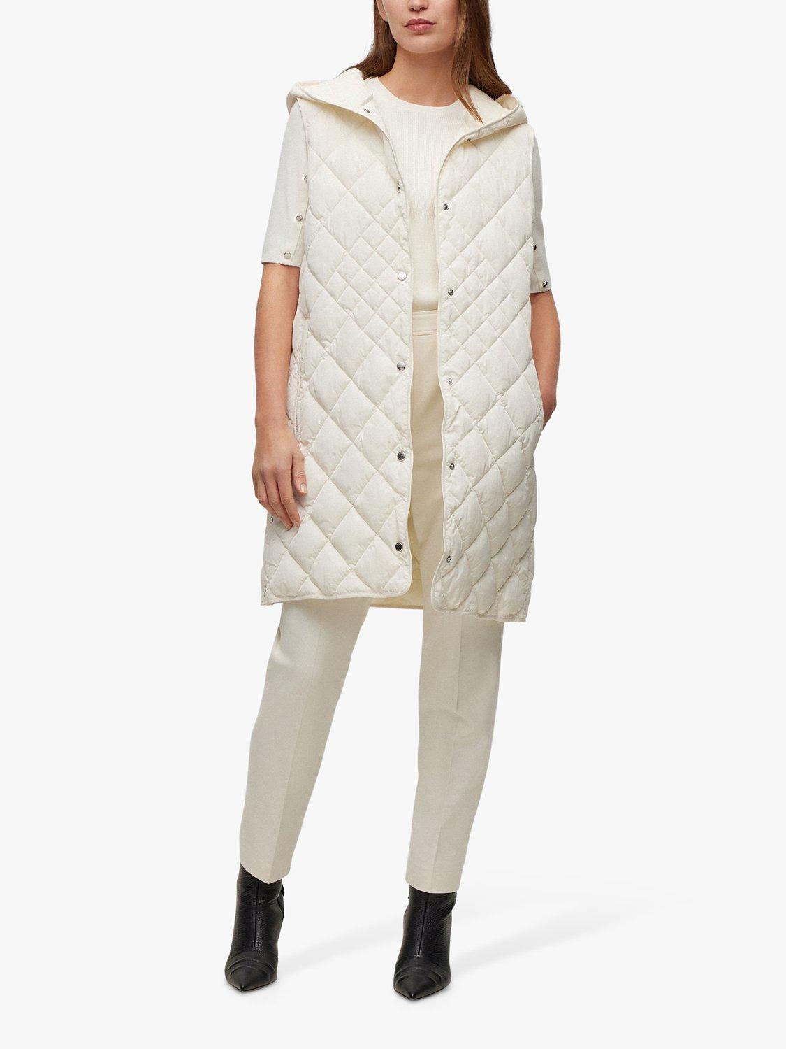 HUGO BOSS Peffi Quilted Longline Gilet, Open White