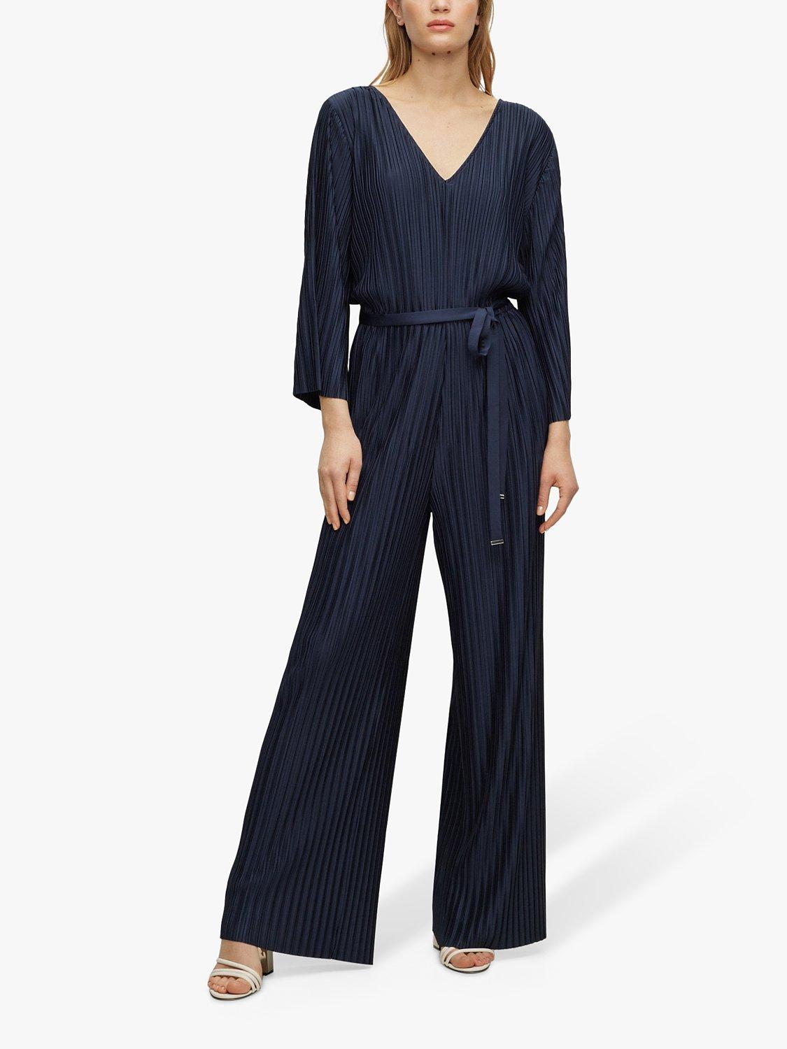 HUGO BOSS Edacria Textured Jumpsuit, Dark Blue