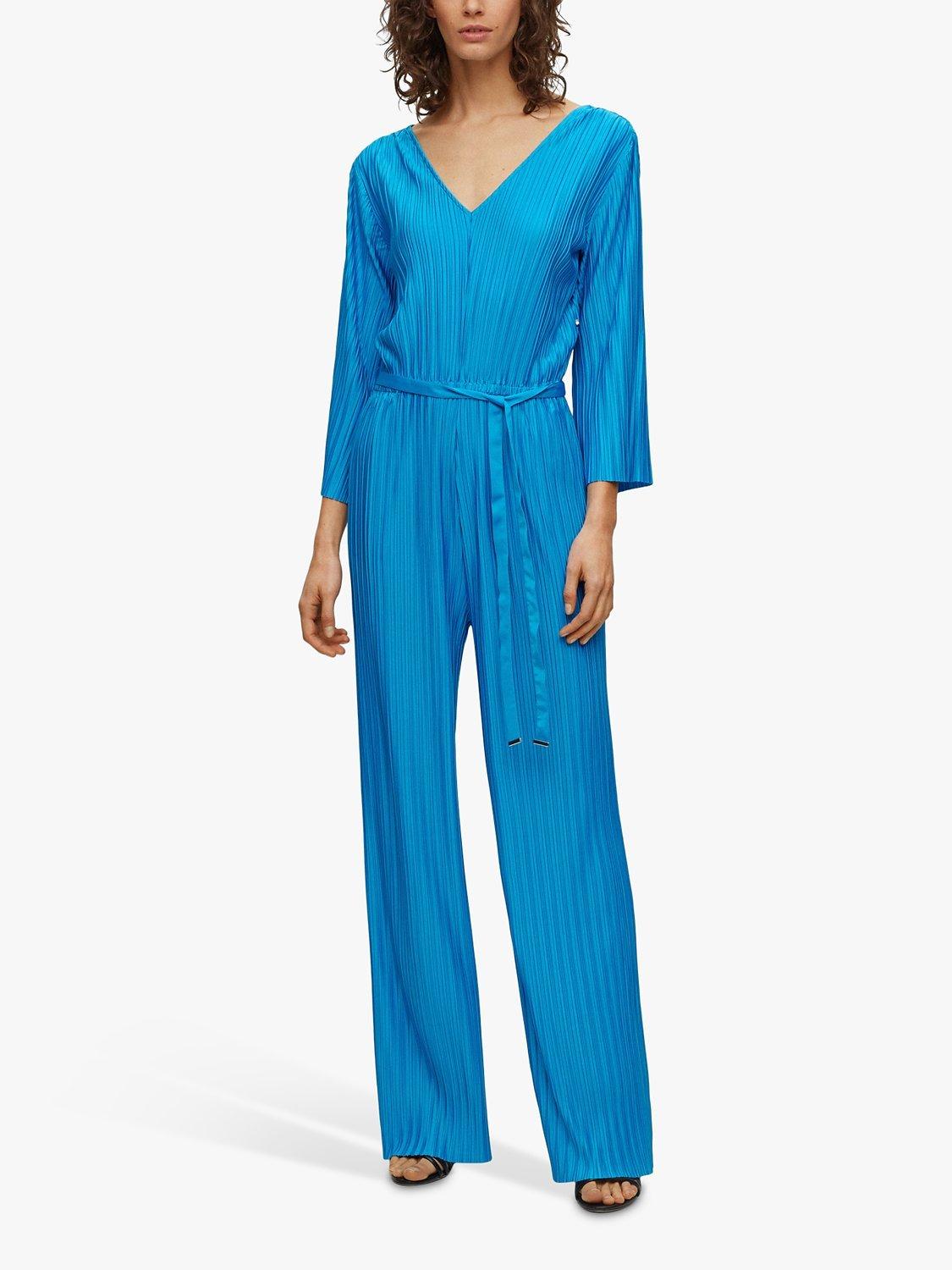 HUGO BOSS Edacria Textured Jumpsuit, Bright Blue