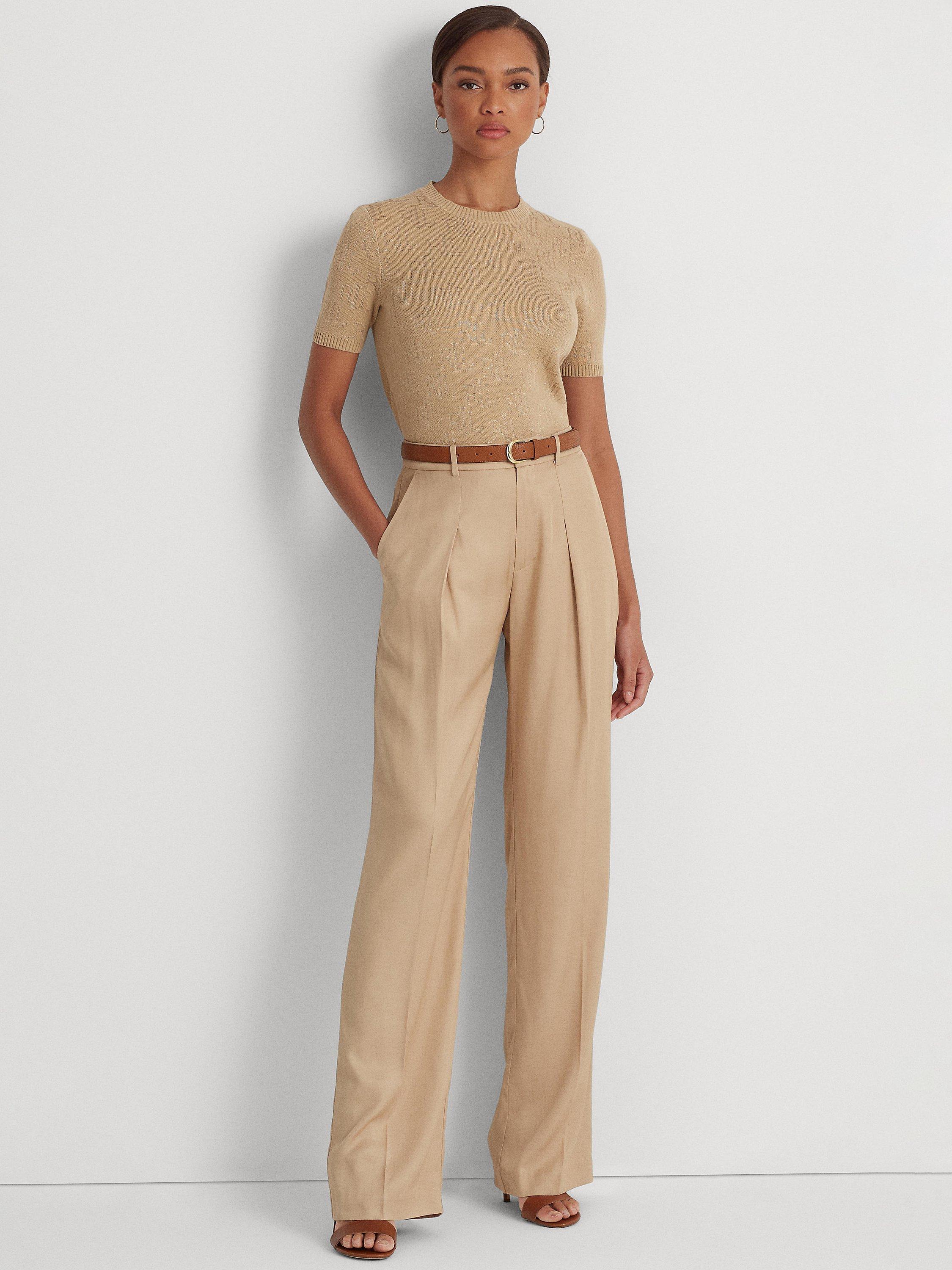 Lauren Ralph Lauren Jamyzah Monogram Jacquard Cotton Blend Jumper, Birch Tan, S