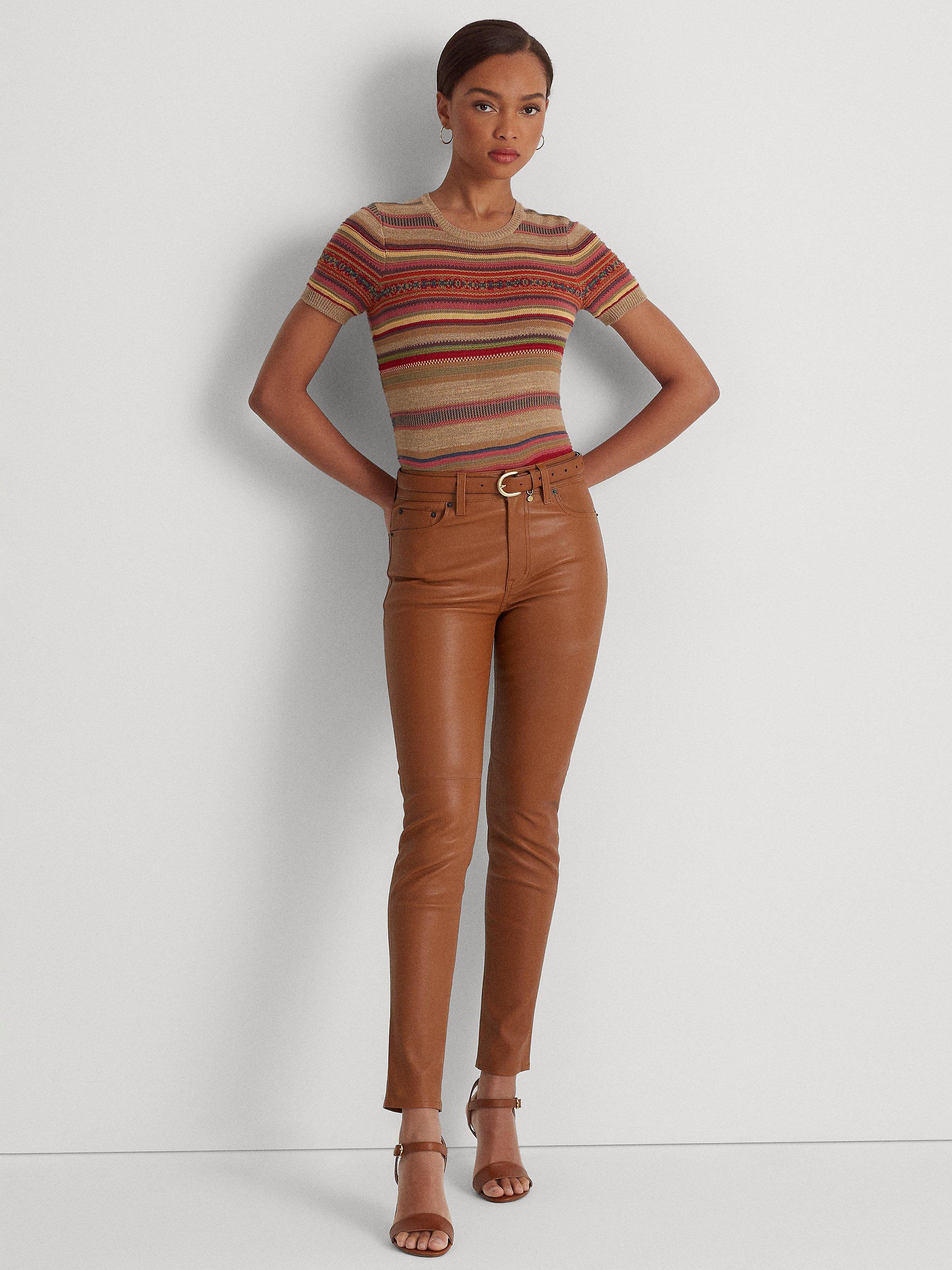 Lauren Ralph Lauren Eyelah Stripe Cotton Linen Blend Jumper, Multi