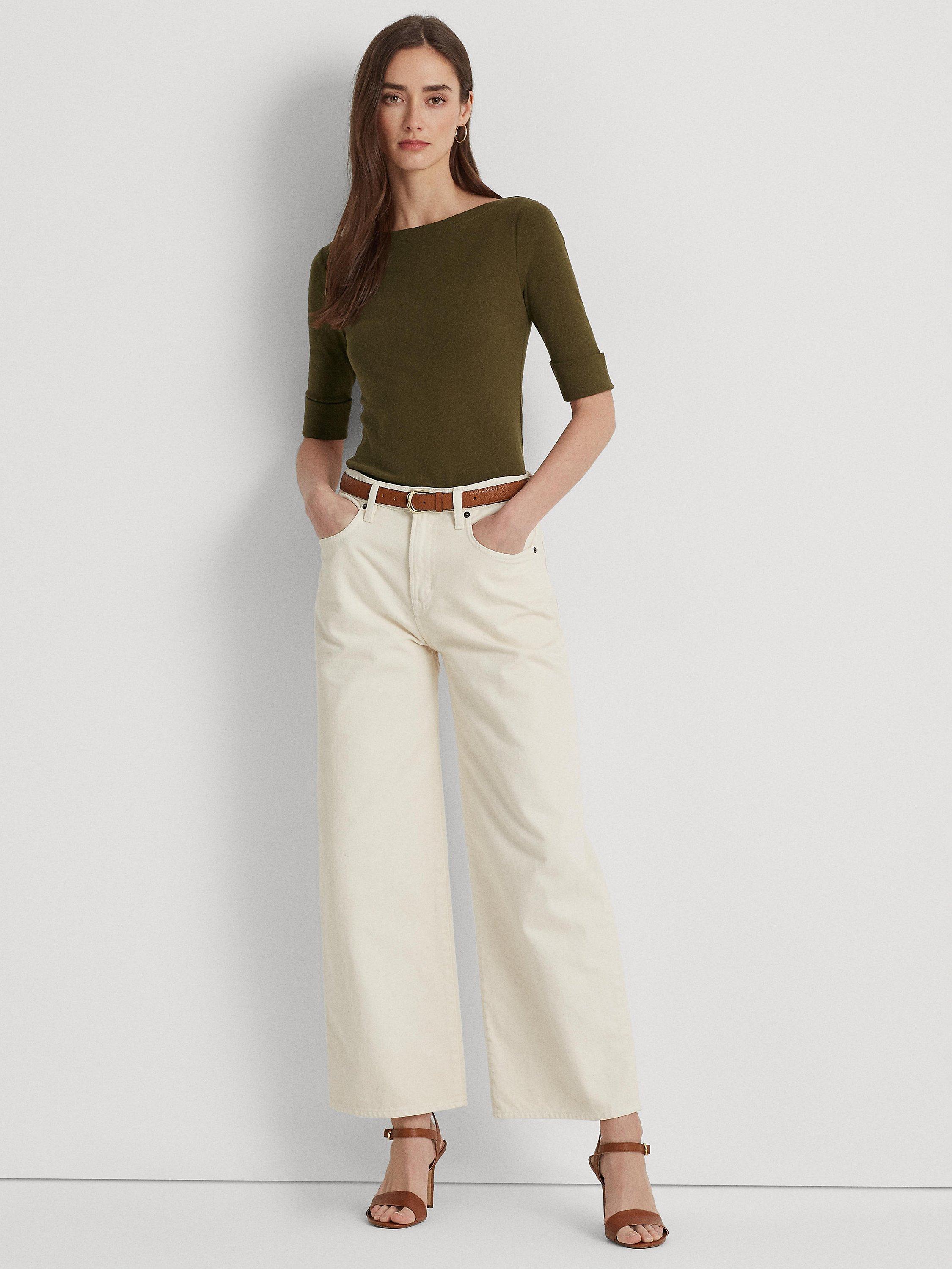 Lauren Ralph Lauren Judy Stretch Cotton Boat Neck Top