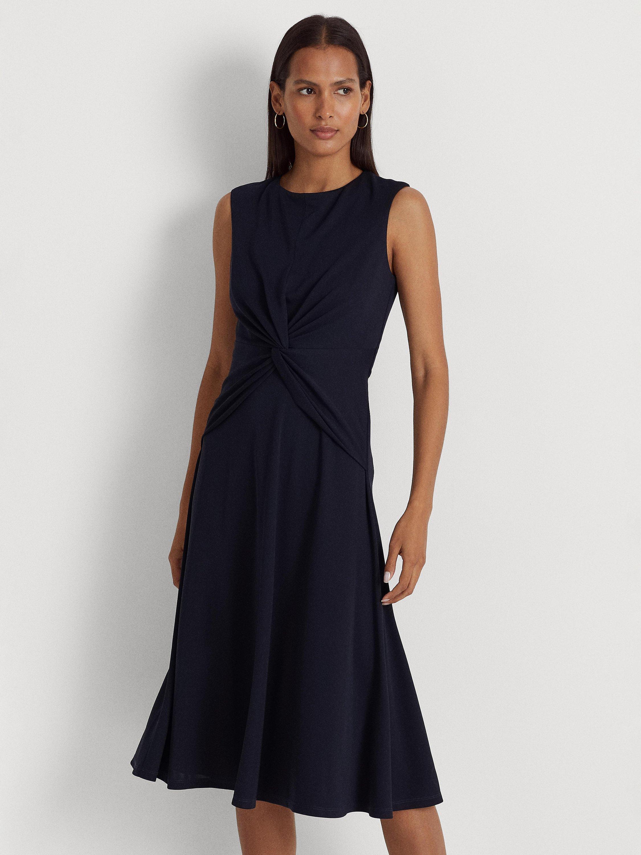 Product image 5 of 5, which shows Lauren Ralph Lauren Tessanne Twist Front Jersey Dress, Lighthouse Navy, 8
