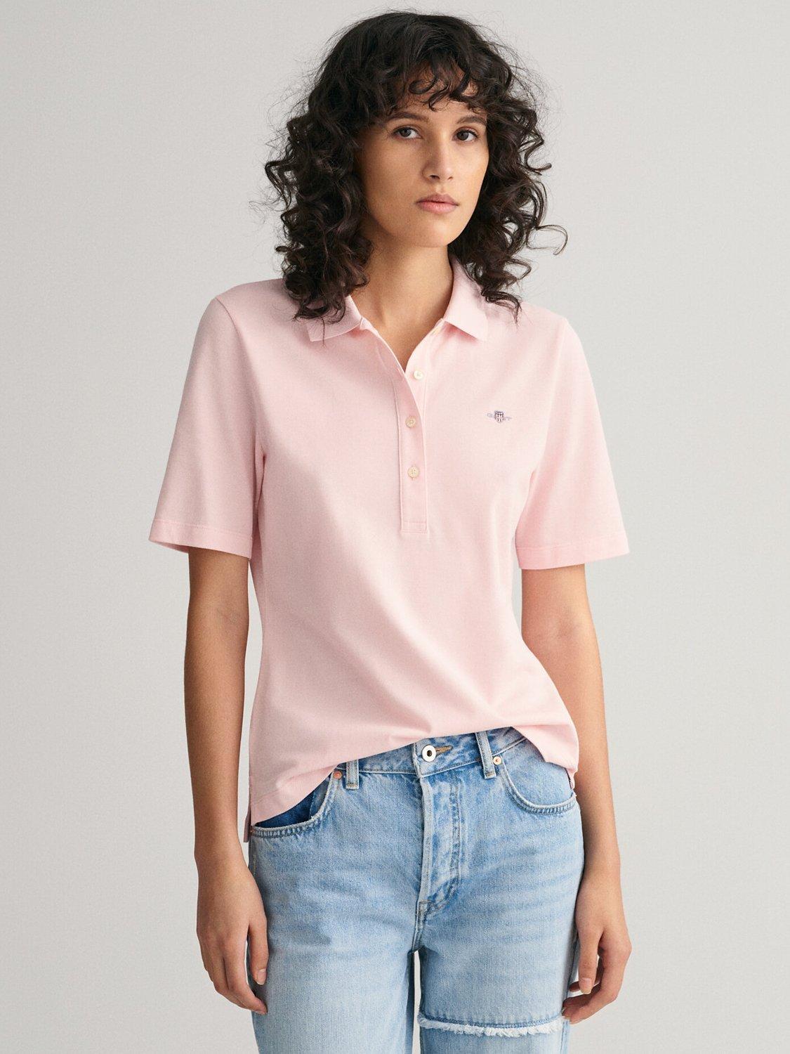 GANT Pique Logo Polo Shirt, Faded Pink