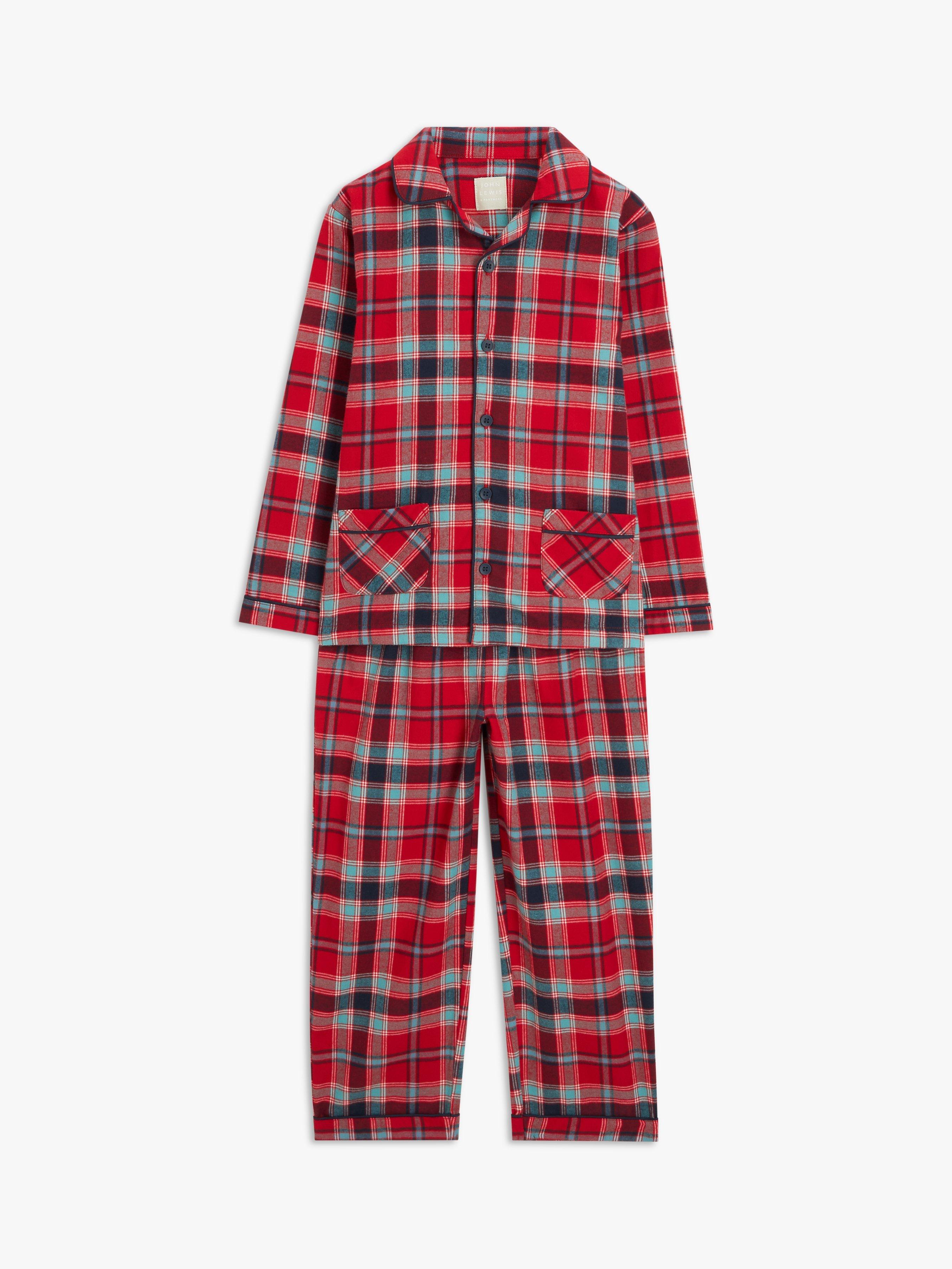 John Lewis Kids Family Christmas Check Pyjamas Red Multi