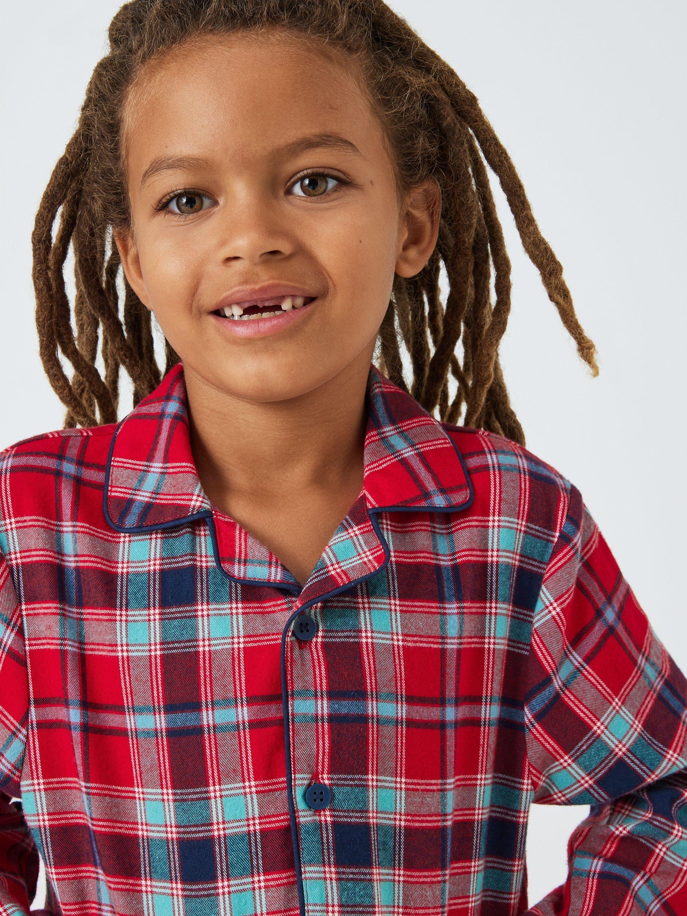 John Lewis Kids Family Christmas Check Pyjamas Red Multi