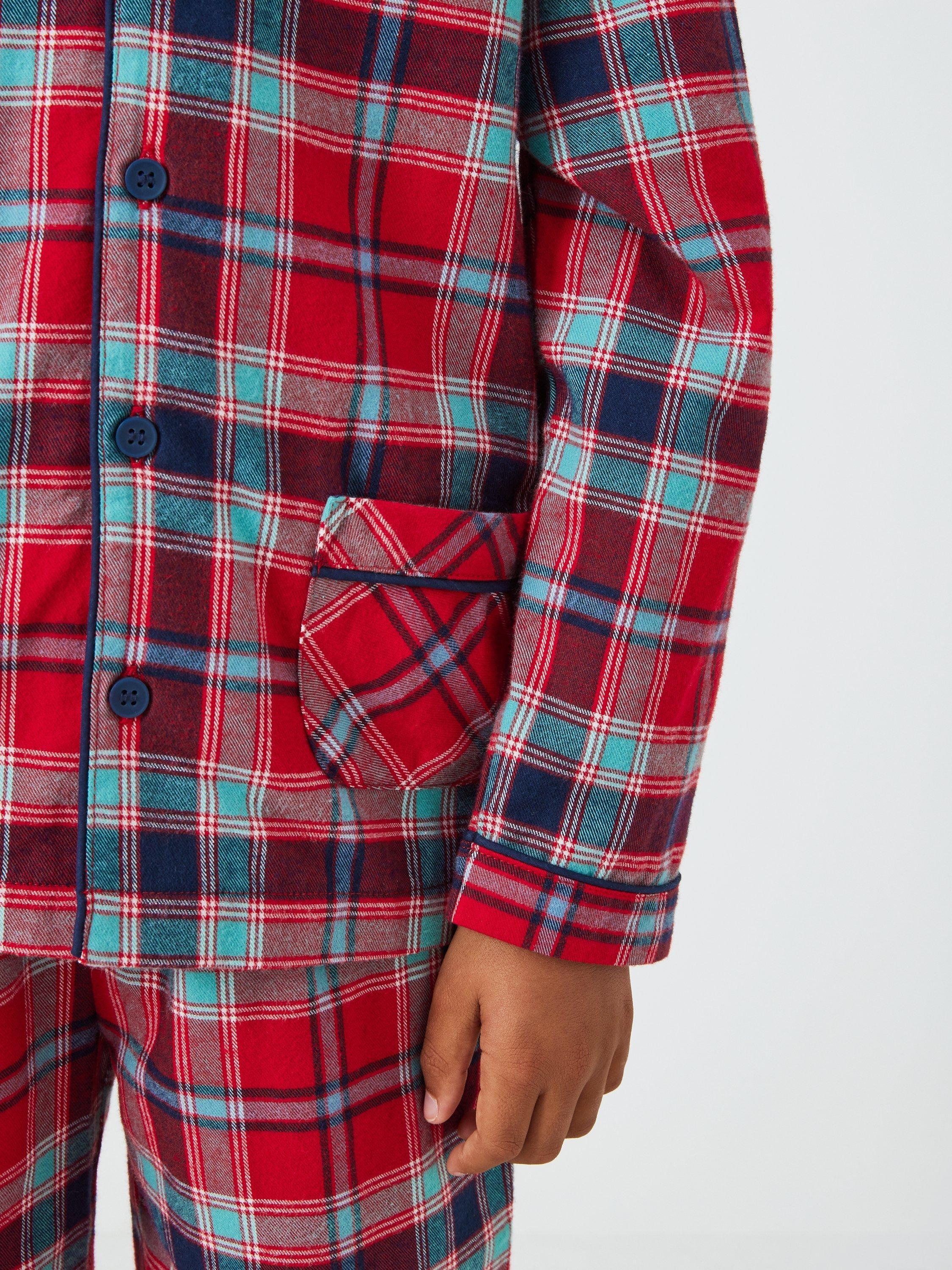 John Lewis Kids Family Christmas Check Pyjamas Red Multi