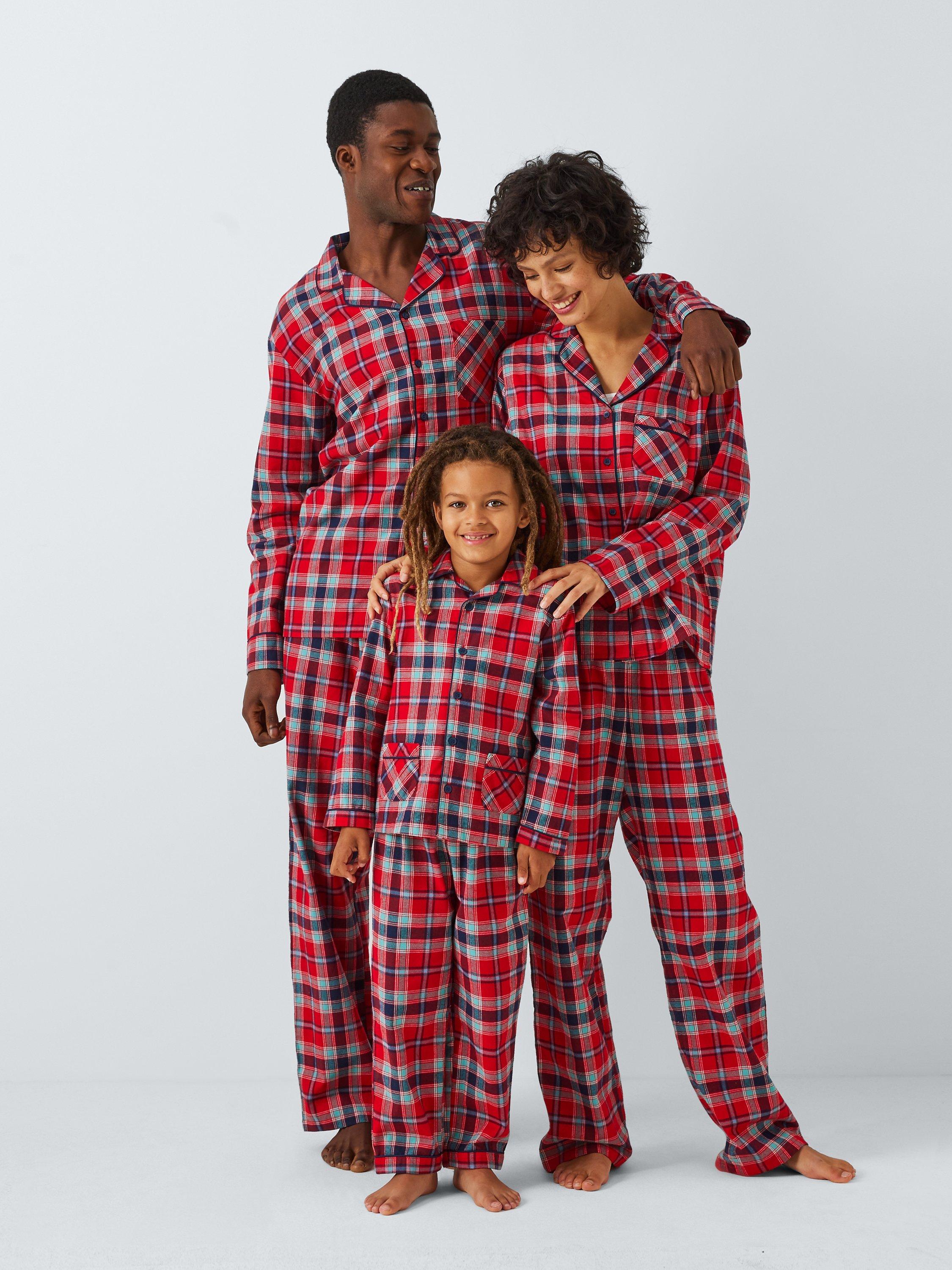 John Lewis Kids Family Christmas Check Pyjamas Red Multi