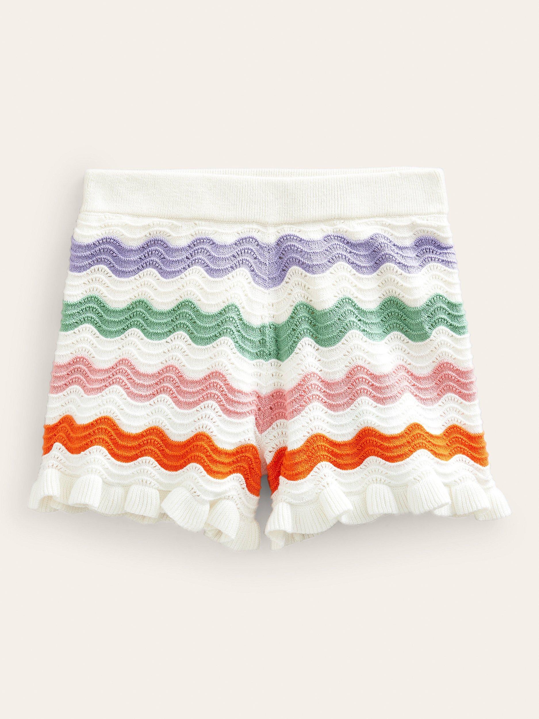 Mini Boden Kids' Knitted Frill Stripe Shorts, Multi