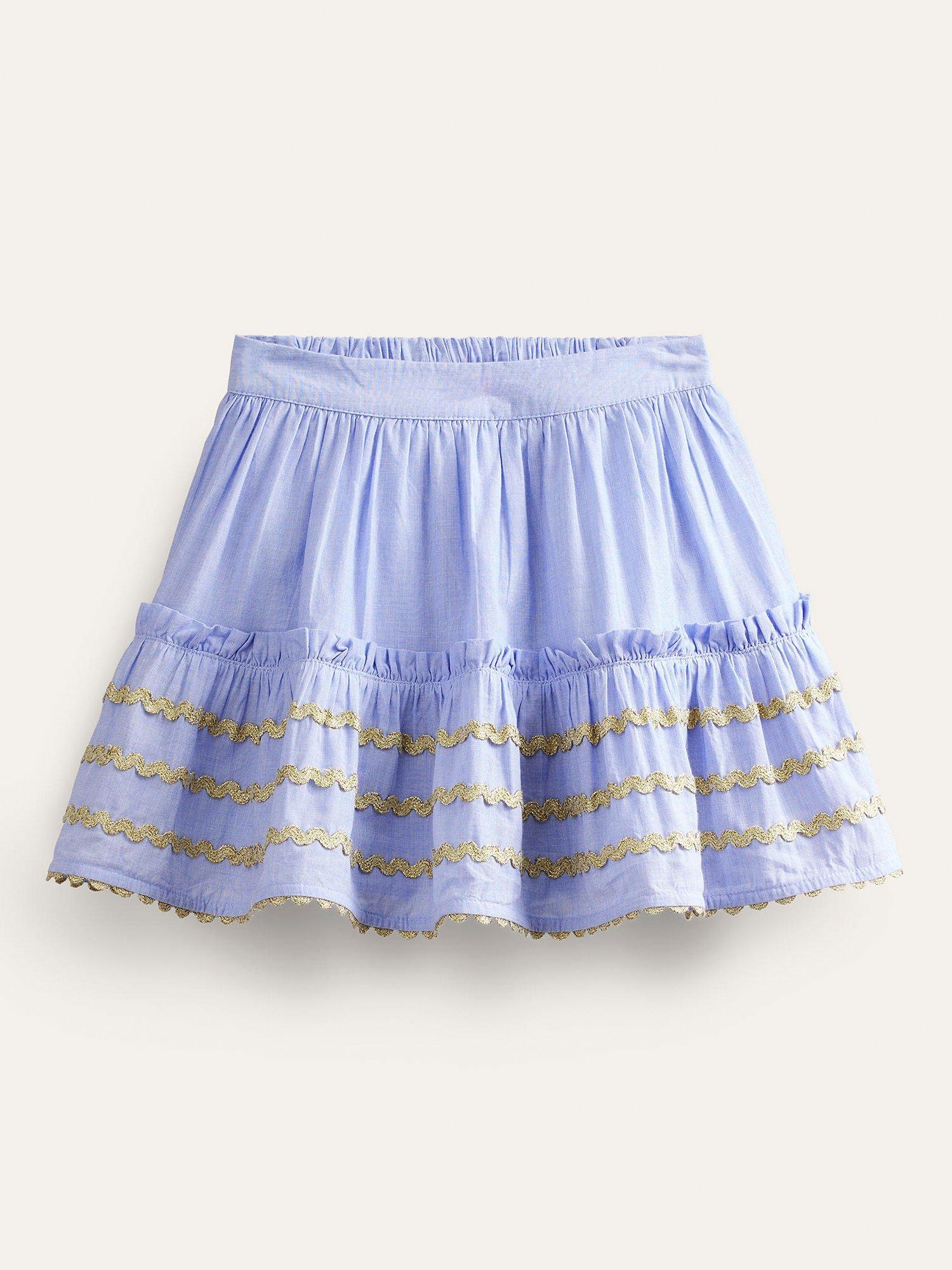 Mini Boden Kids' Seam Detail Ric Rac Skirt, End On End