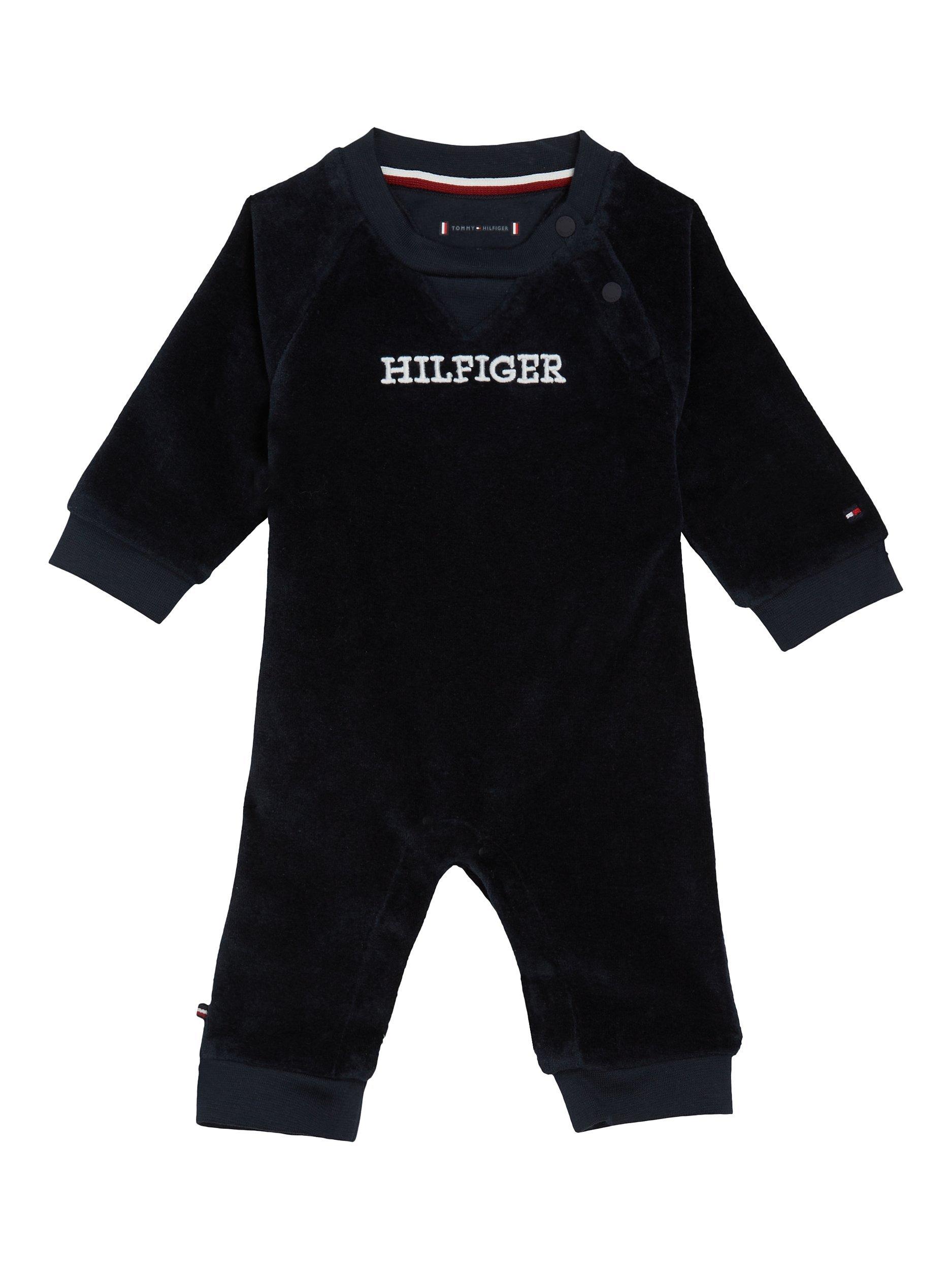 Tommy Hilfiger Baby Monotype Velour Romper, Desert Sky