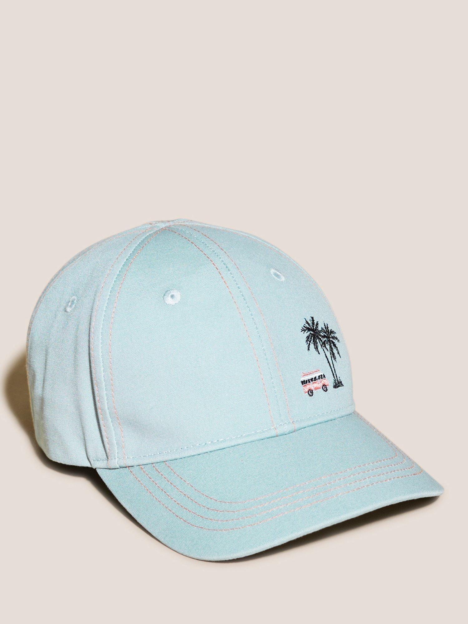 White Stuff Kids' Palm Tree Embroidered Cap, Mid Teal