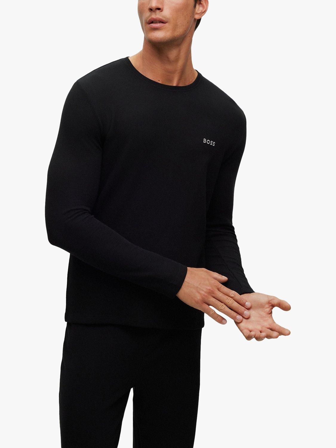 BOSS Waffle Long Sleeve Lounge Top, Black