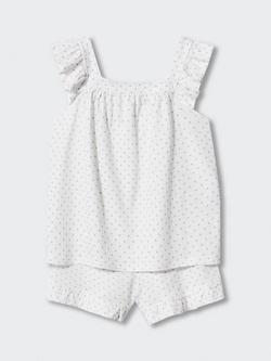 Mango Kids' Dot Print Pyjama Set, Natural White - view 2, Natural White