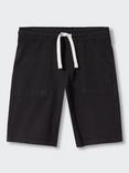 Mango Kids' Richard Cotton Drawstring Elastic Waist Shorts, Black