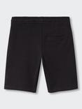 Mango Kids' Richard Cotton Drawstring Elastic Waist Shorts, Black