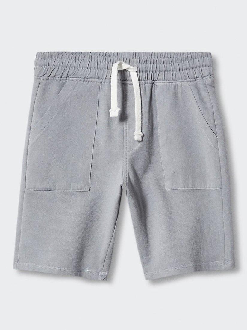 Mango Kids' Richard Cotton Draw Cord Elastic Waist Shorts, Grey
