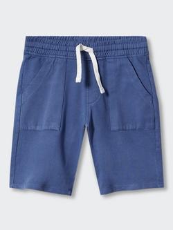 Mango Kids' Matcha Cotton Elastic Waist Shorts, Medium Blue, Medium Blue