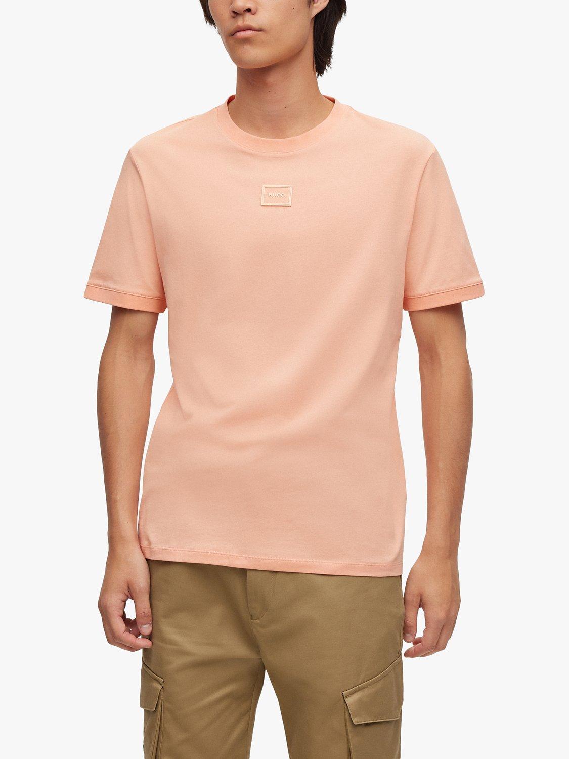 HUGO BOSS Diragolino Tonal Logo Badge Cotton T-Shirt, Pastel Peach