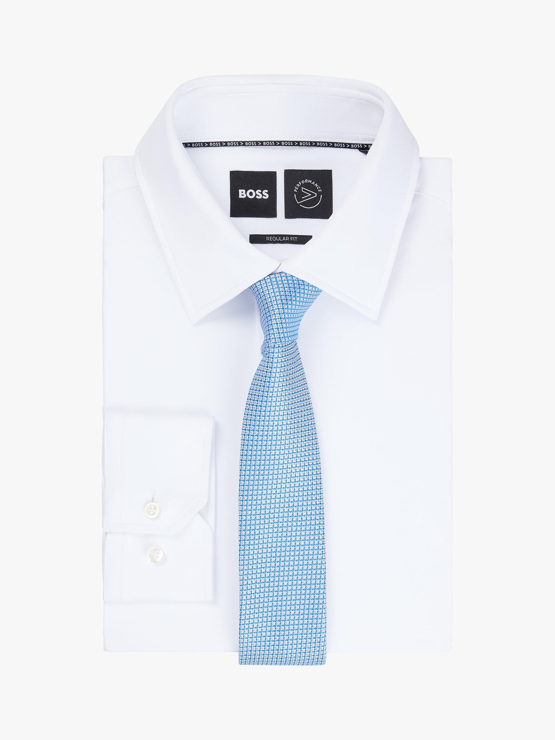 BOSS Textured Geometric Tie, Pastel Blue, One Size