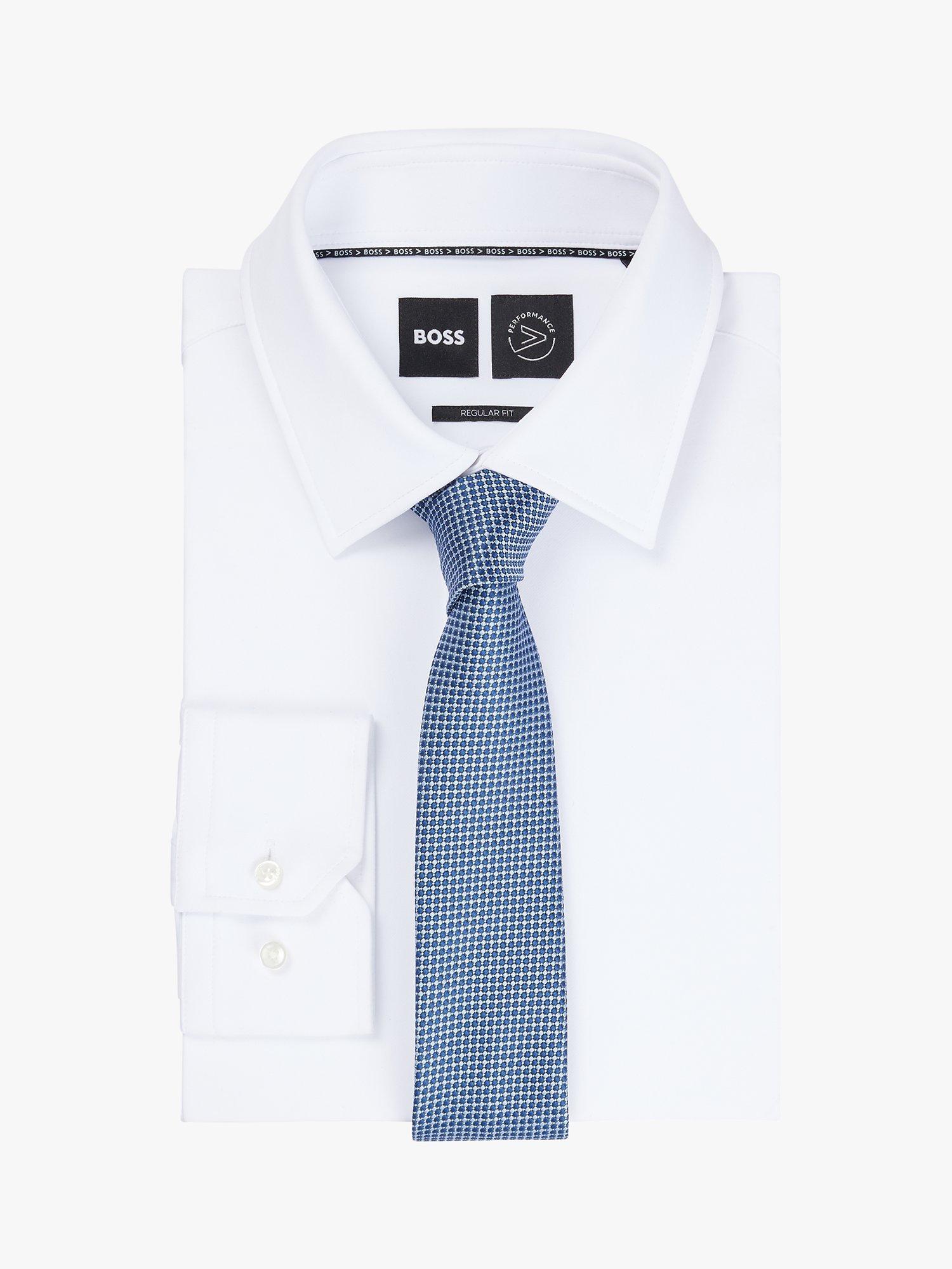 BOSS Textured Geometric Tie, Navy/Multi, One Size