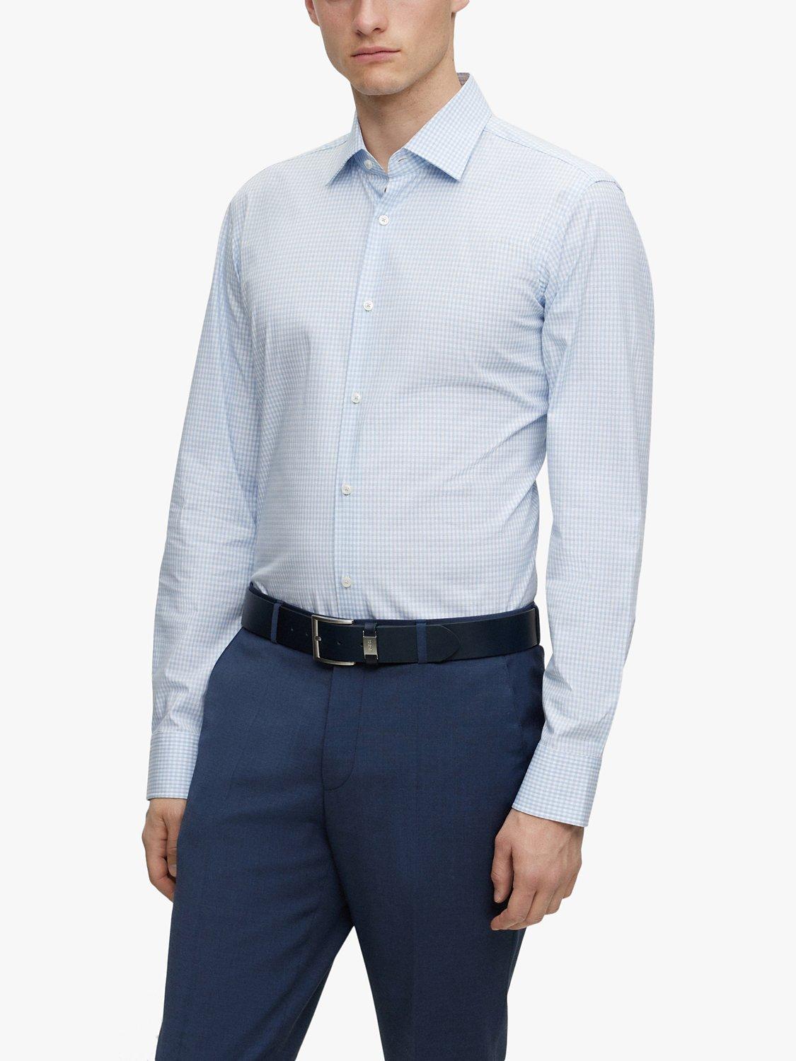 BOSS Joe Kent Regular Fit Check Shirt, Light Blue, Light Blue