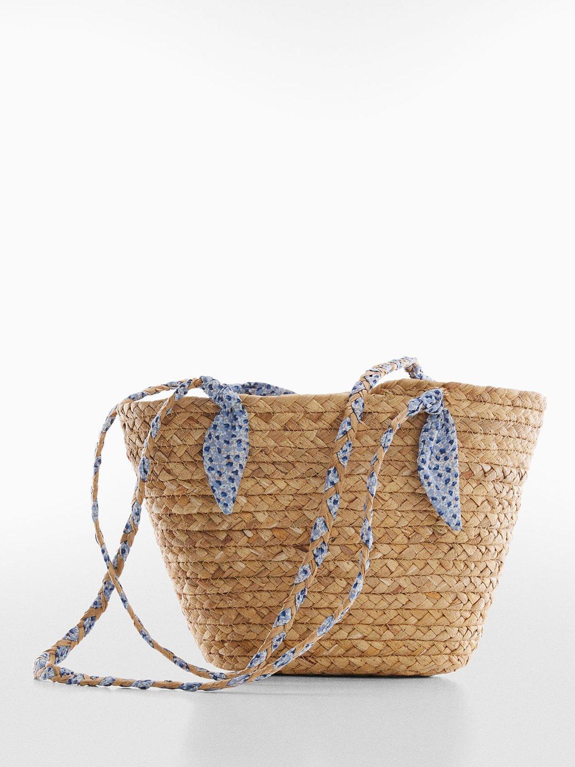 Product image 1 of 6, which shows Mango Frida Woven Straw Handbag, Natural, One Size