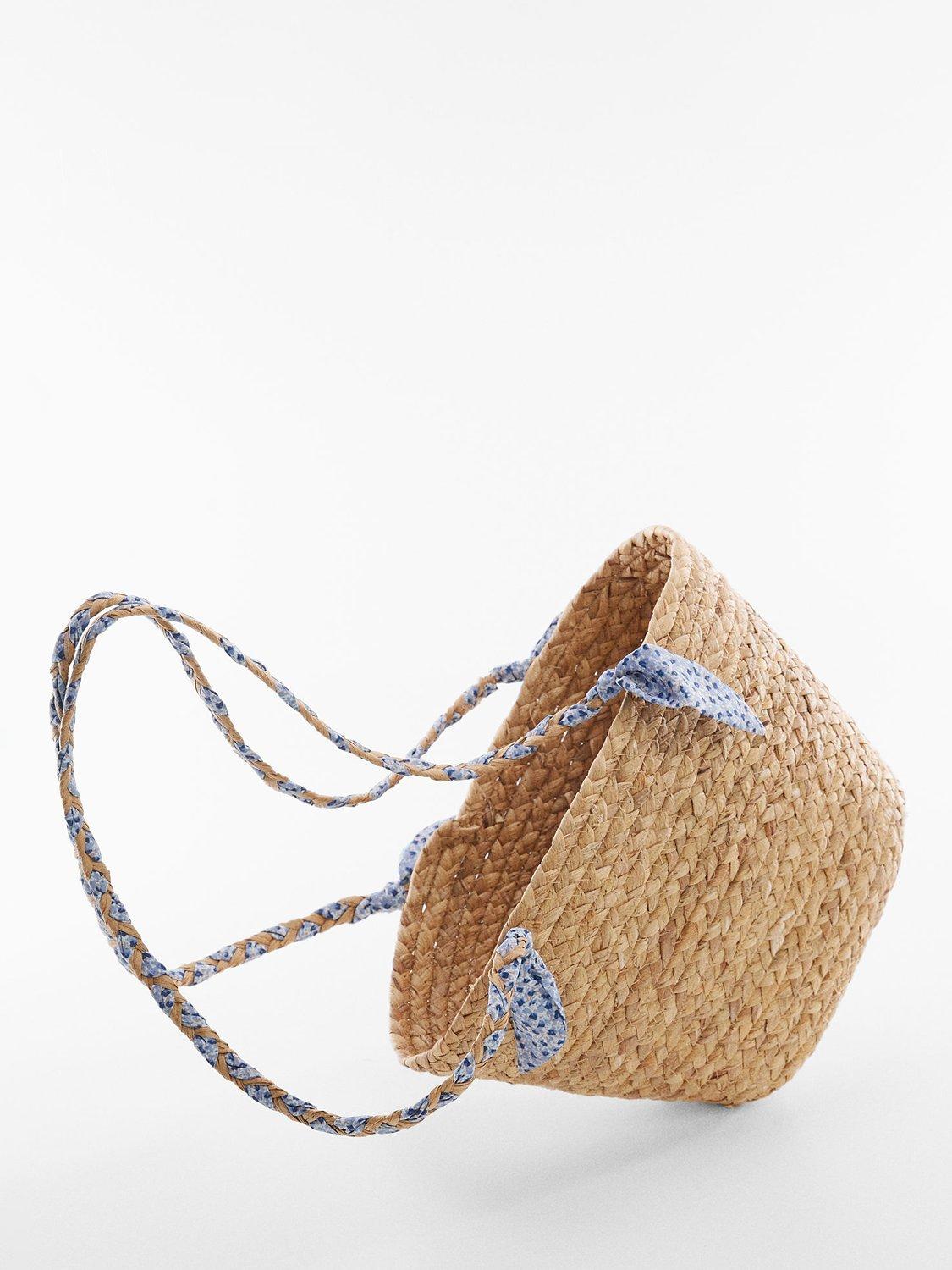 Product image 6 of 6, which shows Mango Frida Woven Straw Handbag, Natural, One Size