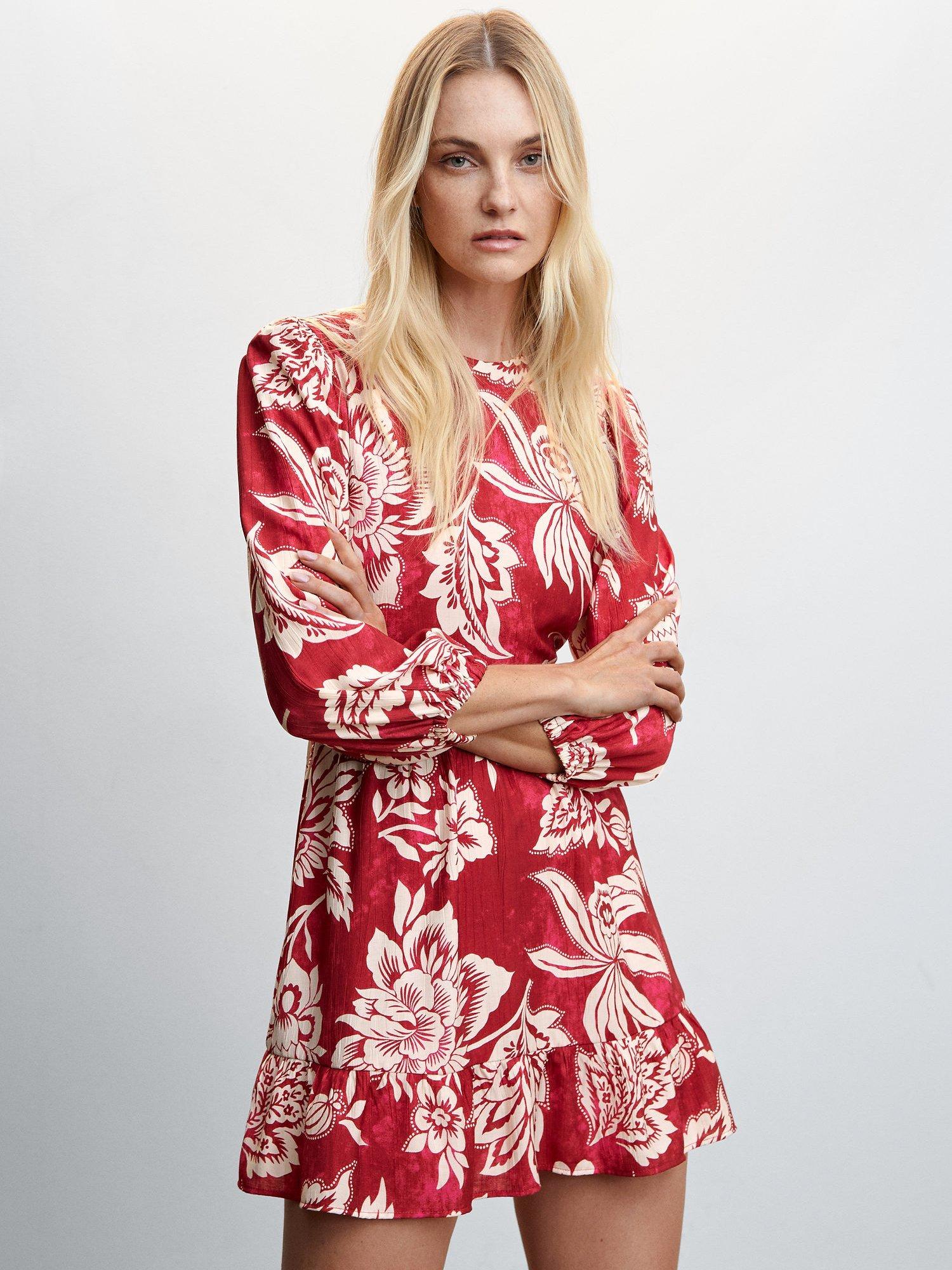 Mango Peralta Floral Mini Dress, Pink
