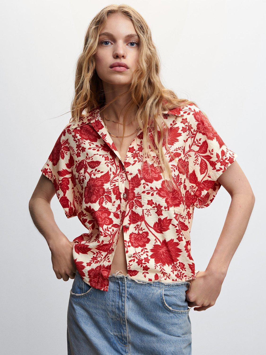 Mango Ecuador Floral Print Blouse, Multi