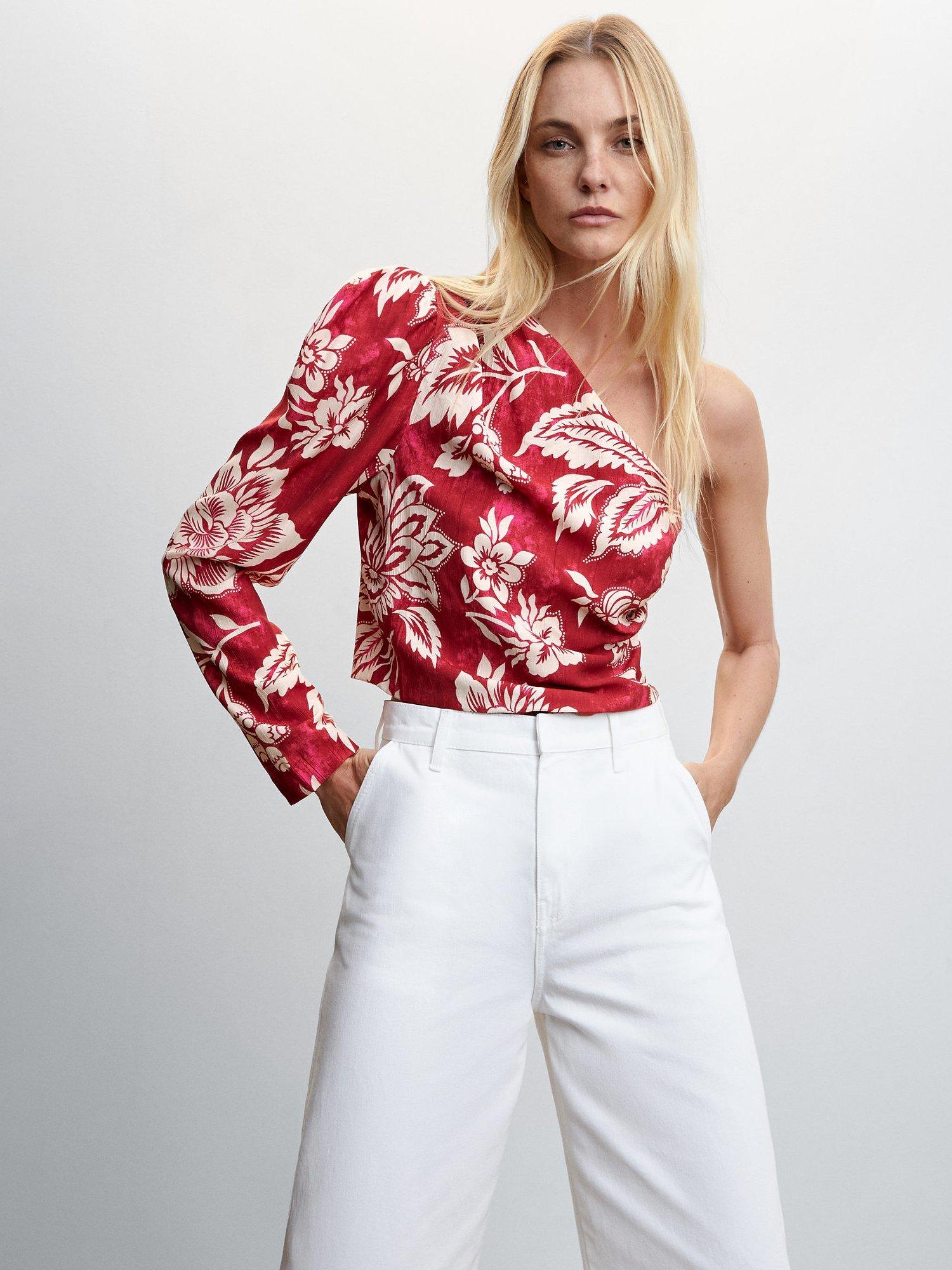 Mango Peralta Asymmetrical Floral Blouse, Multi