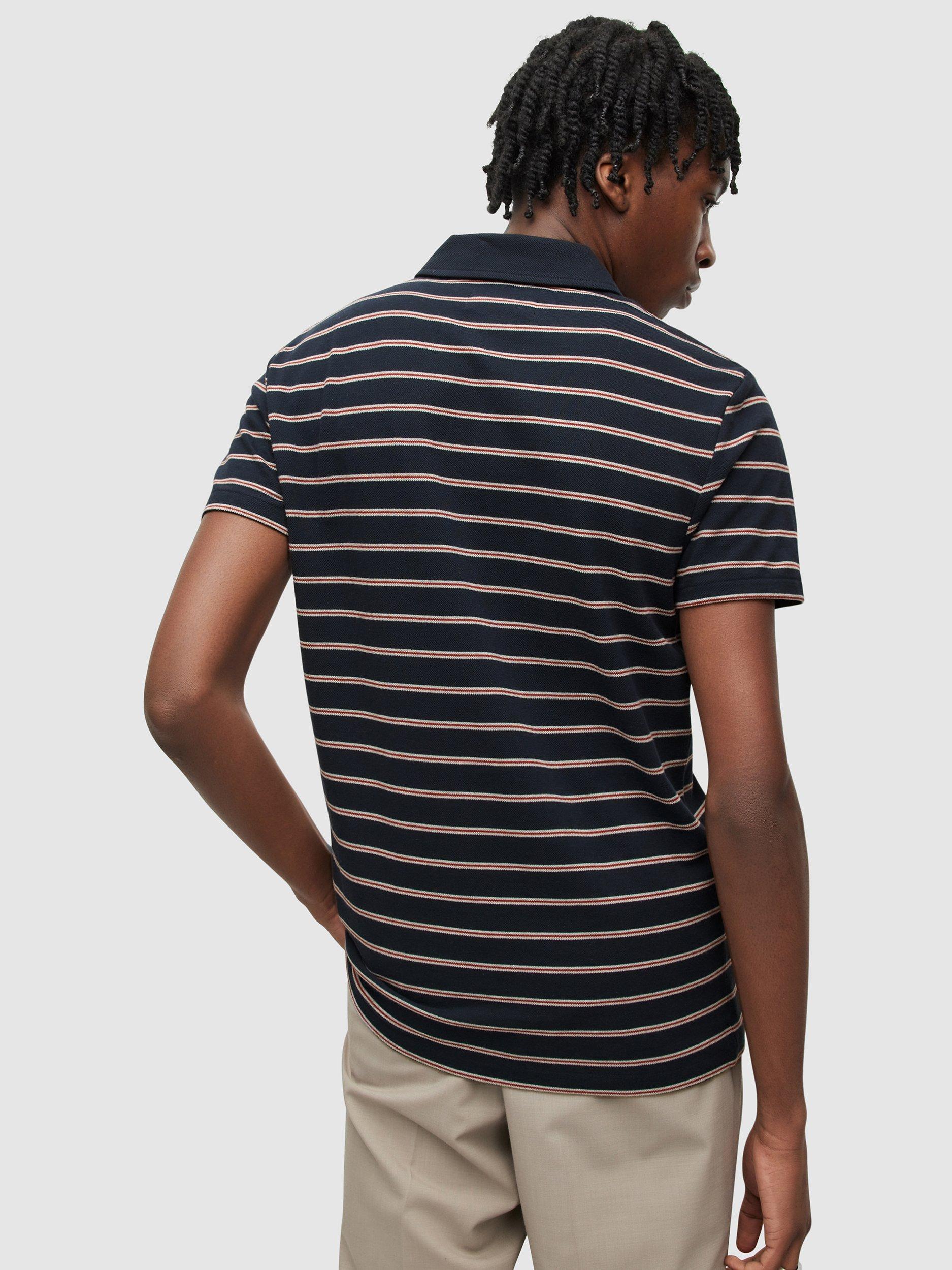 Product image 2 of 5, which shows AllSaints Hayden Short Sleeve Polo Top, Navy/Multi, L