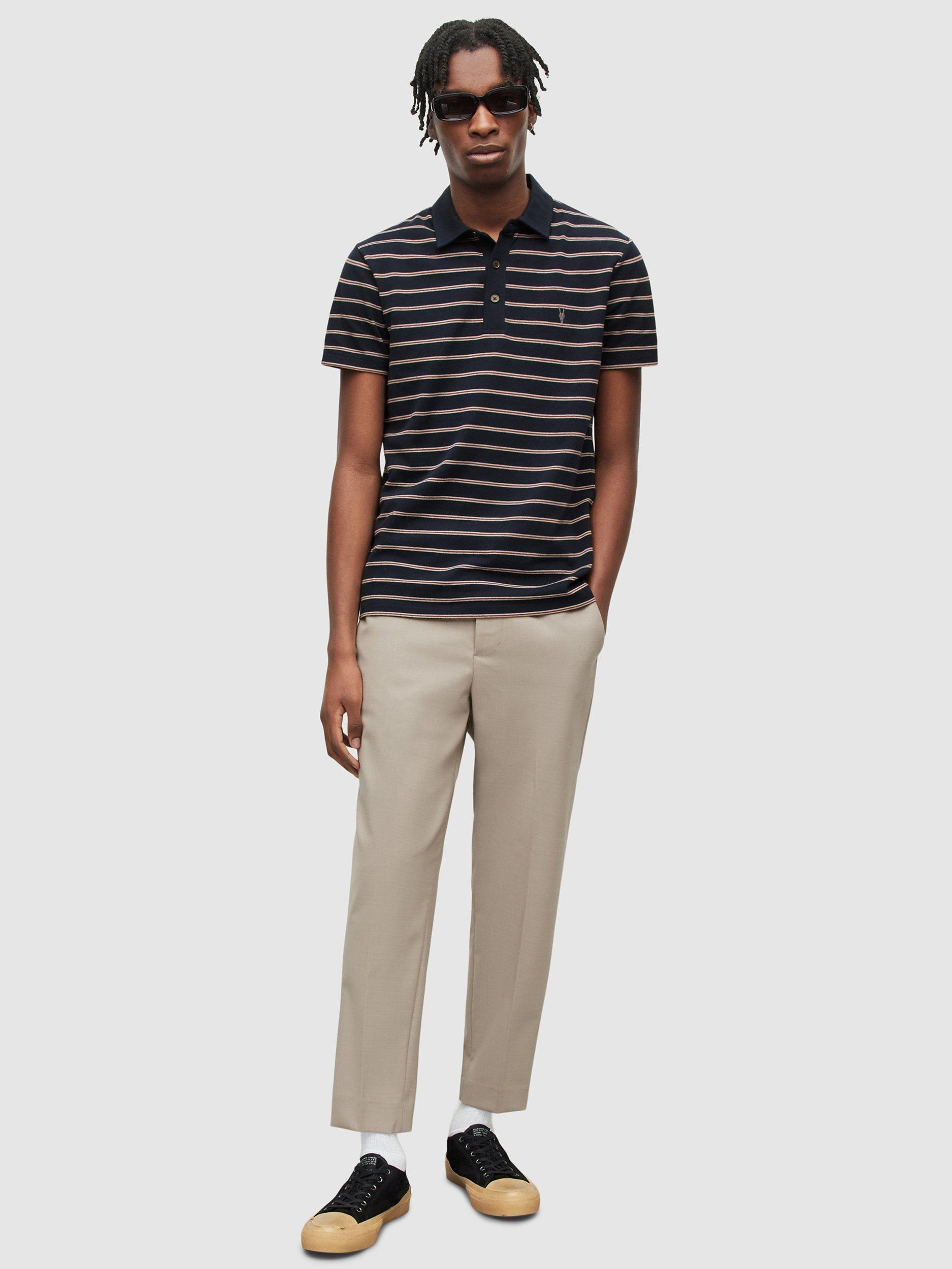 Product image 3 of 5, which shows AllSaints Hayden Short Sleeve Polo Top, Navy/Multi, L