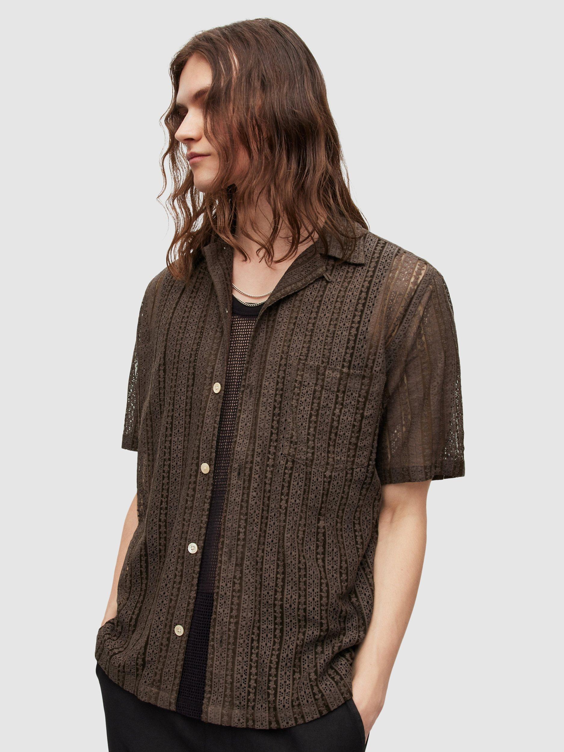 AllSaints Cala Short Sleeve Shirt, Wood Brown