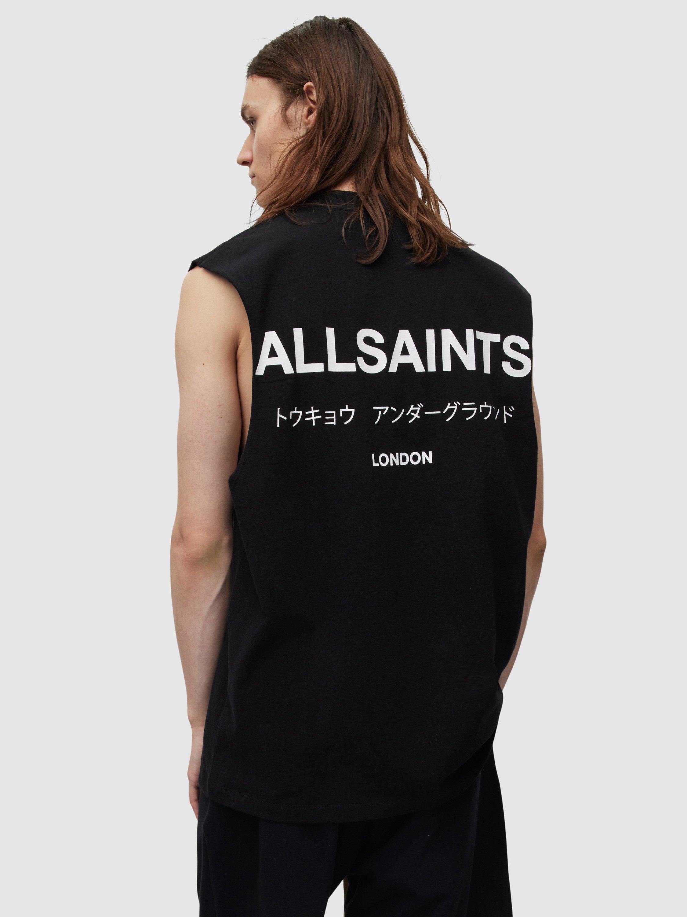 Product image 2 of 7, which shows AllSaints Underground Sleeveless Tank Top, Jet Black, S