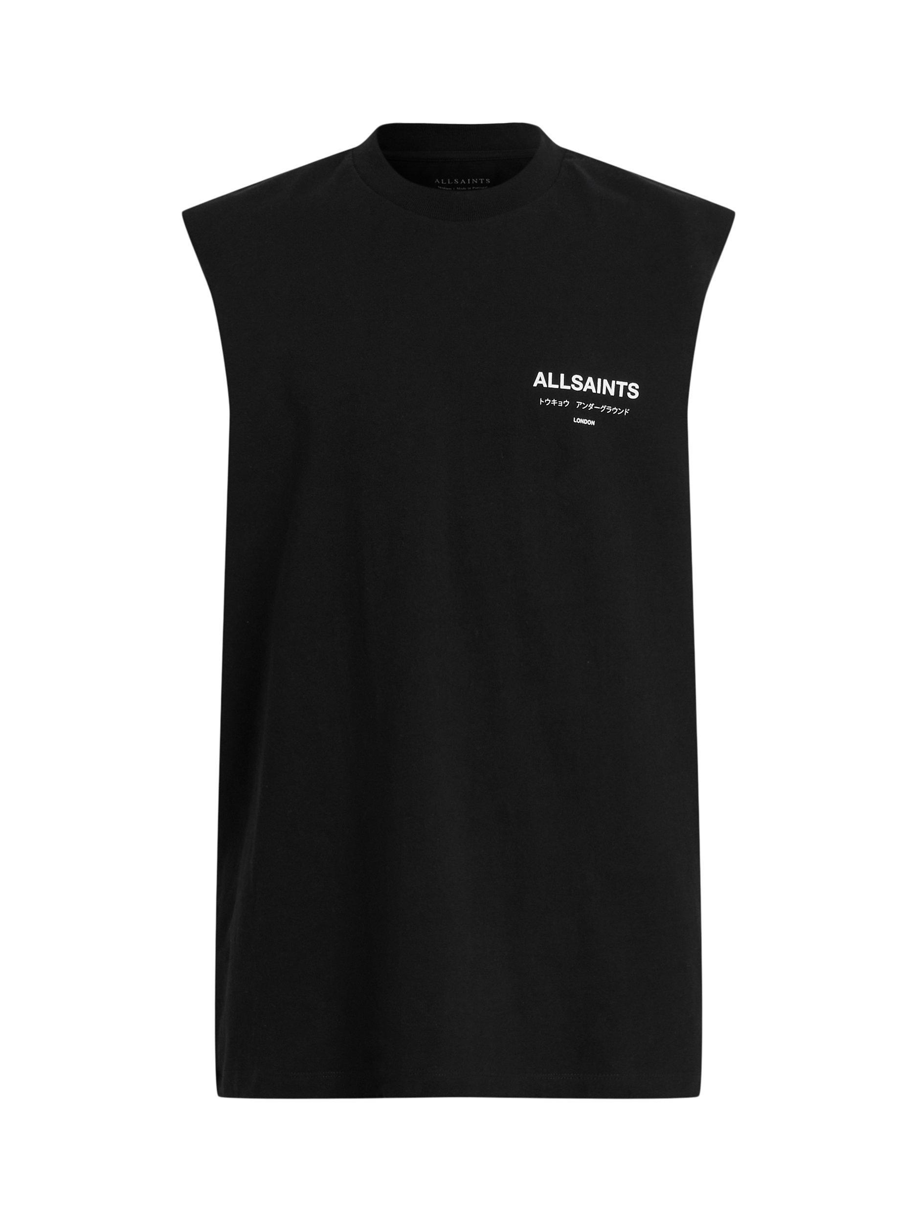 Product image 4 of 7, which shows AllSaints Underground Sleeveless Tank Top, Jet Black, S