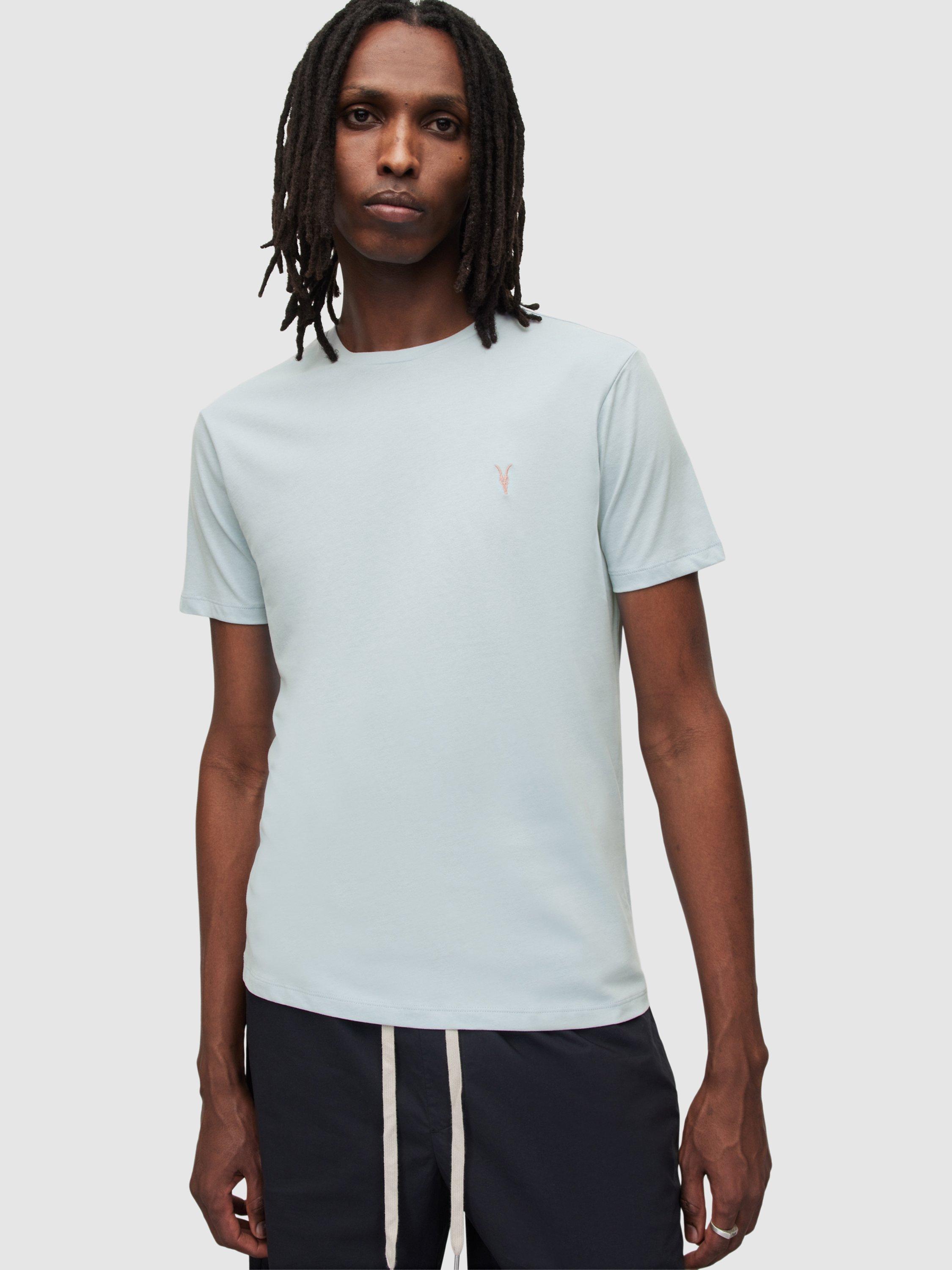 AllSaints Brace Contrast Crew Neck T-Shirt, Seafront Blue